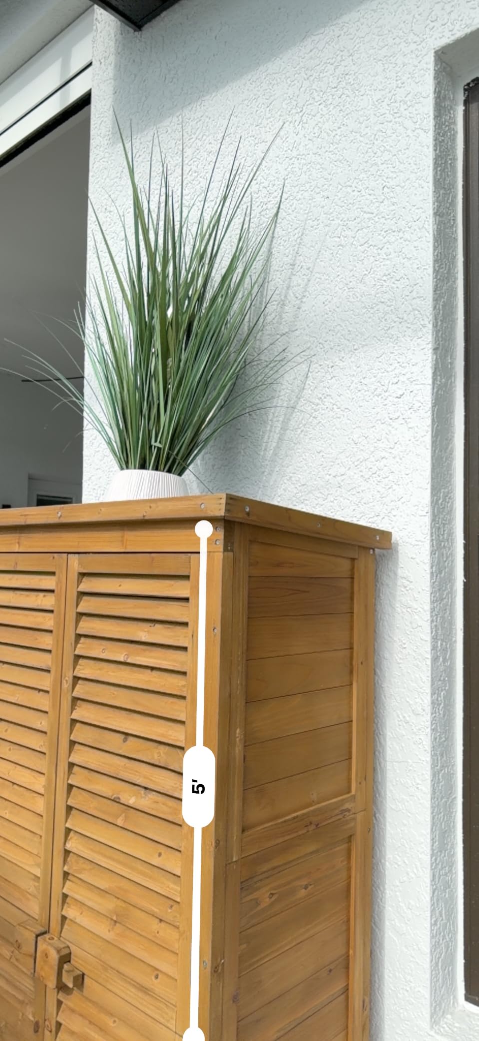 Outvita Outdoor Storage Cabinet, 63in Wooden Garden Tools Shed with 2 Lockable Doors, 3 Adjustable Shelves, Waterproof Roof for Yard Garage Patio Deck Porch, Natural customer photo 1