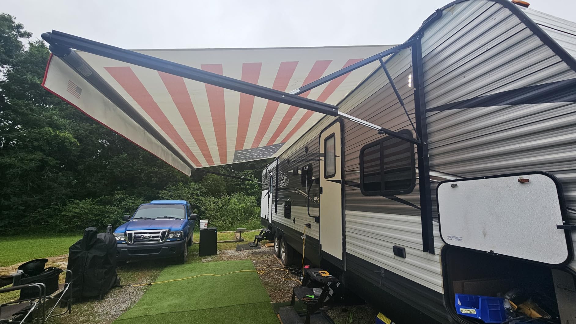 RV Awning Fabric Replacement for Motorhome Camper Trailer Canopy Fabric | Innovated 5 Layer Waterproof Vinyl, UV Protect, Rip Stop Seam, -28F Cold Resistant, Custom Look, Fit 16' Awning, Mountains customer photo 1