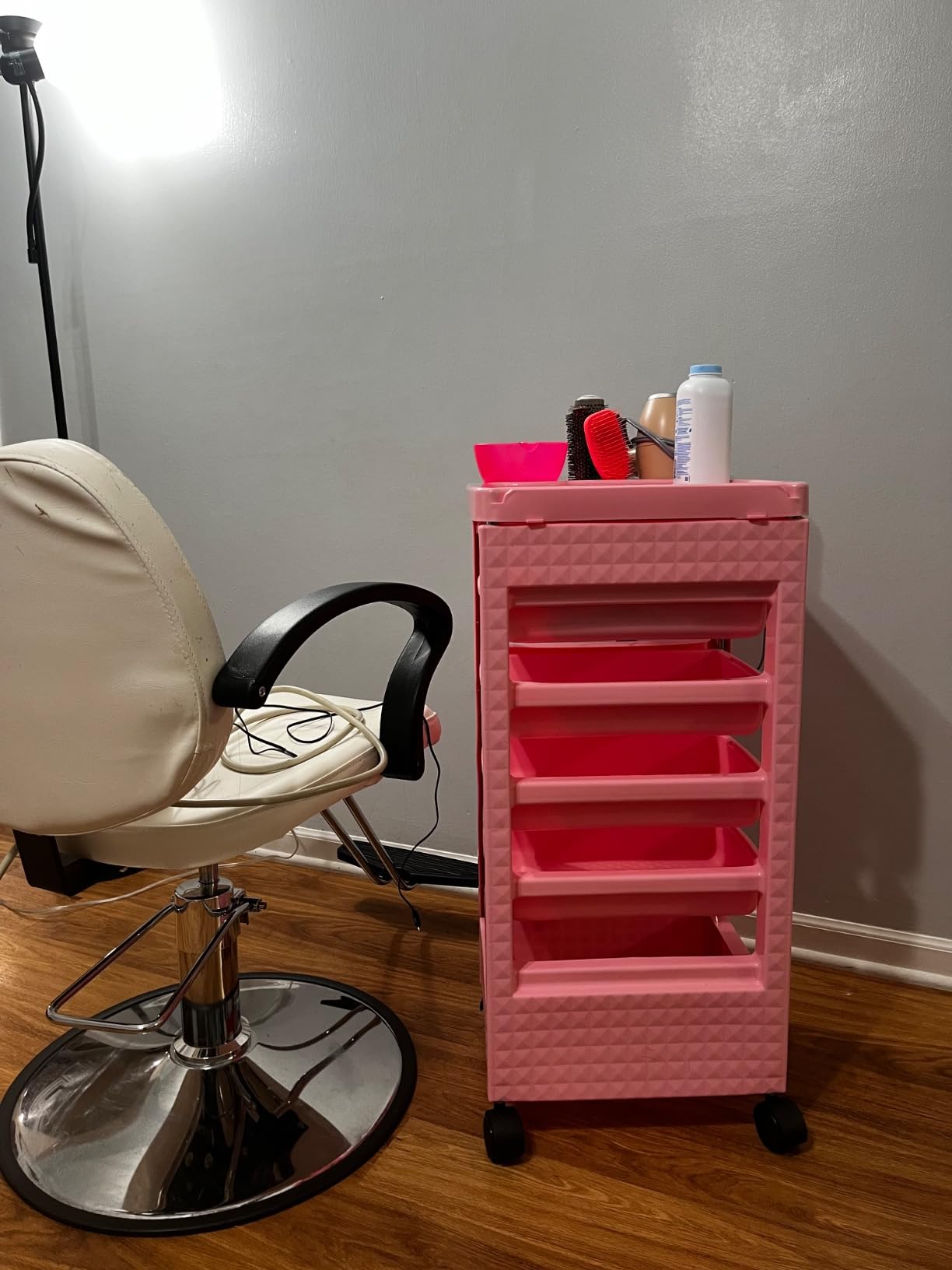 Paddie Esthetician Cart with Wheels, Salon Lash Spa Rolling Trolley Cart, White & Gold customer photo 2