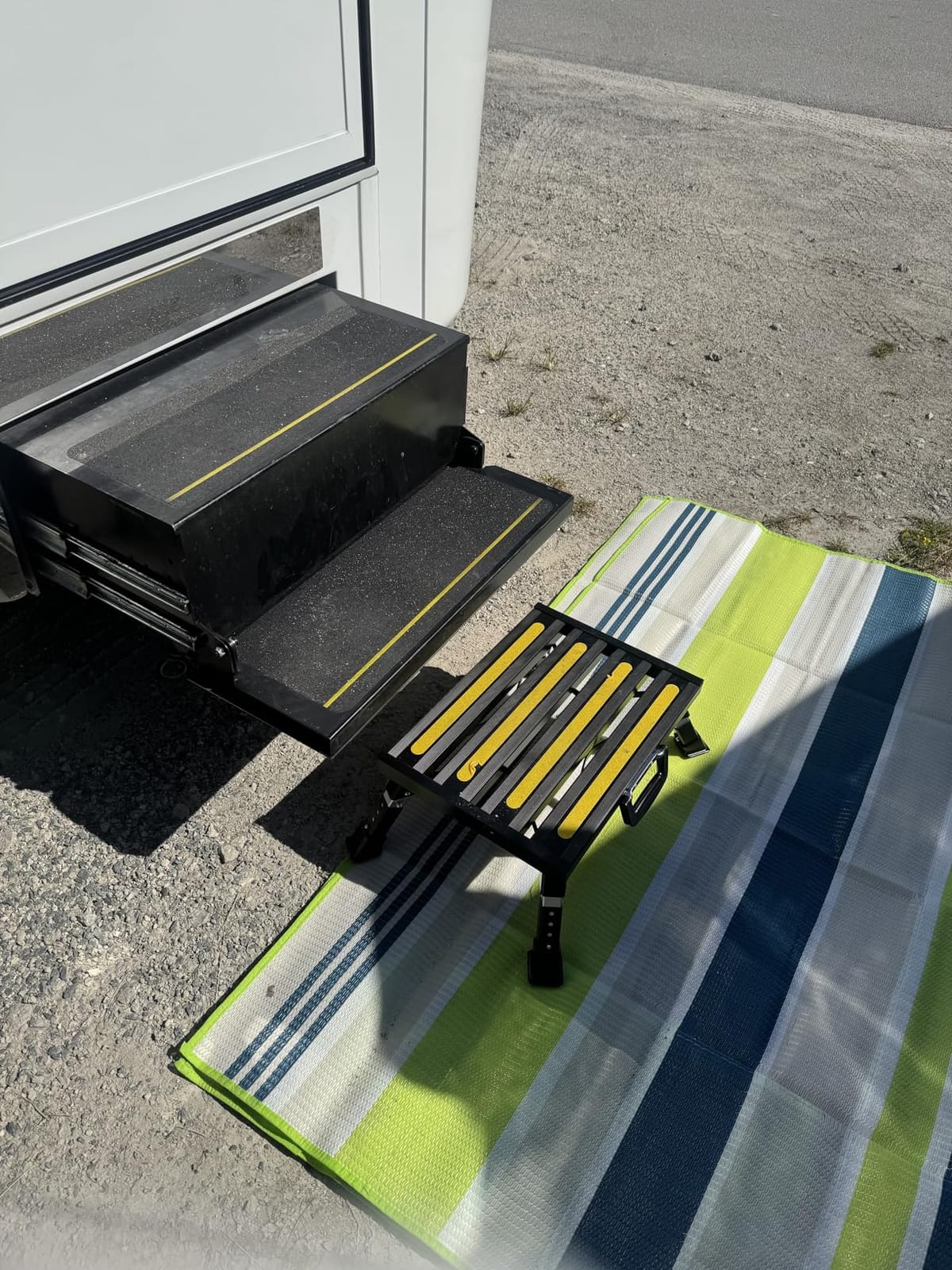 Aluminum RV Step Stool, 4-Level Adjustable Folding, Black | Wide Platform Offers Stable Footing for RV Entry customer photo 1