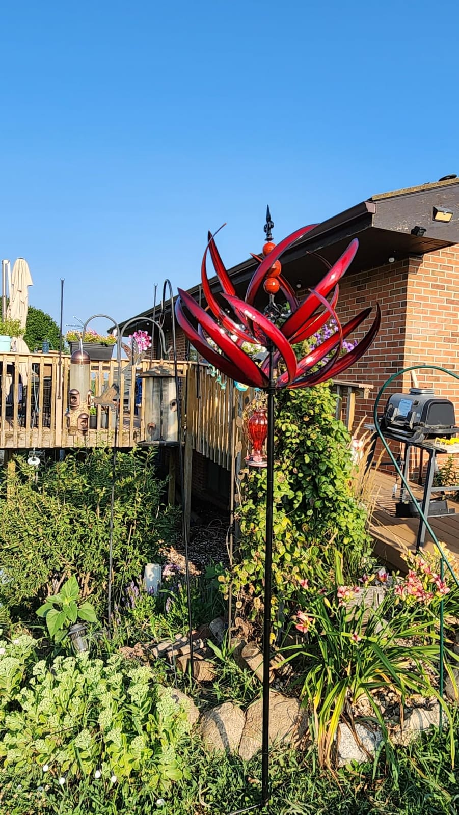 LimeHill Wind Spinner for Garden and Yard - Large Metal Kinetic Wind Sculptures Yard Art Outdoor (Crimson Magnolia) customer photo 2