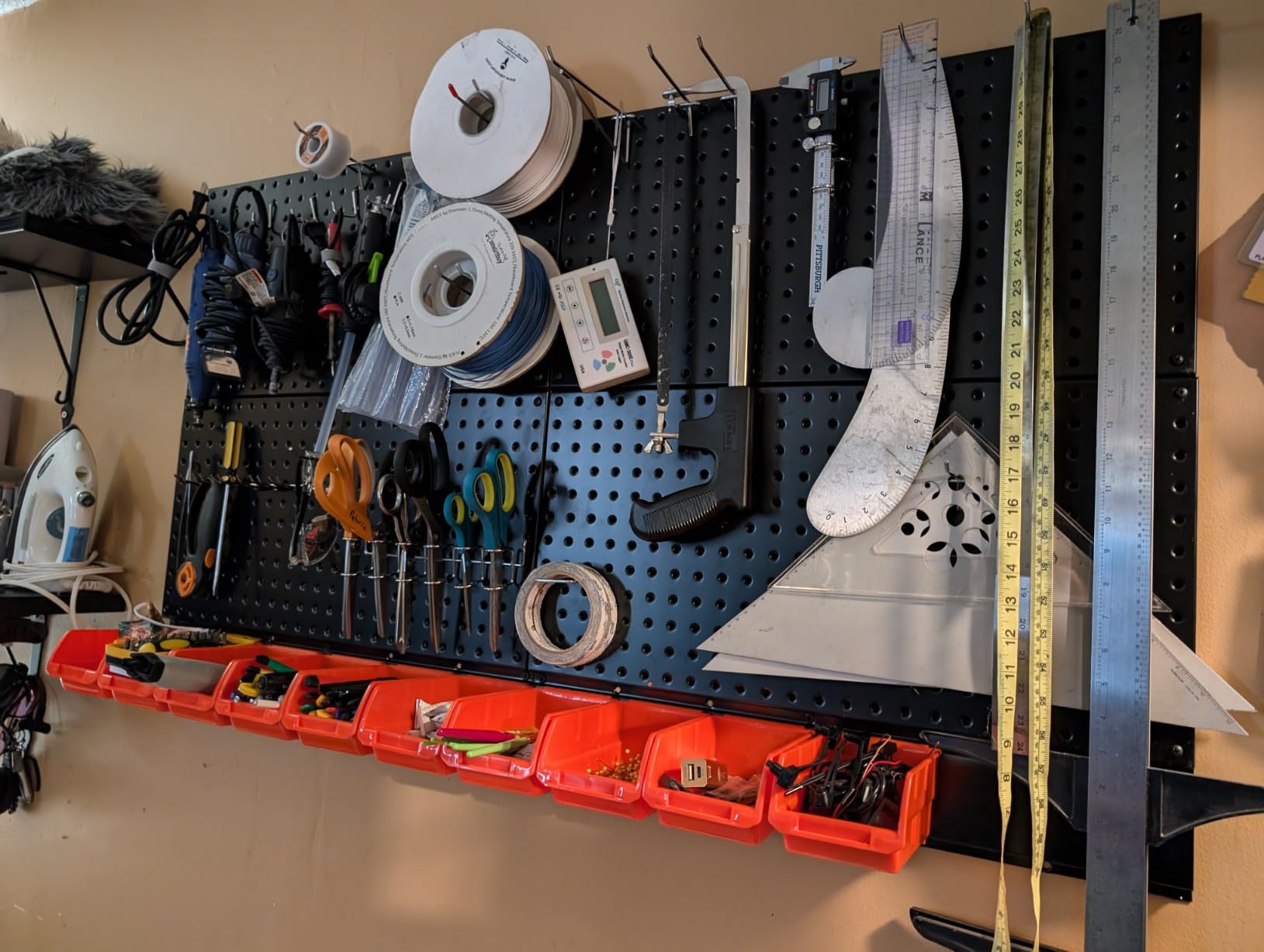Ultrawall Pegboard Wall Organizer, Black Metal Peg board Panels | Garage Pegboard System with Hooks and Storage Bins, 59pcs customer photo 2