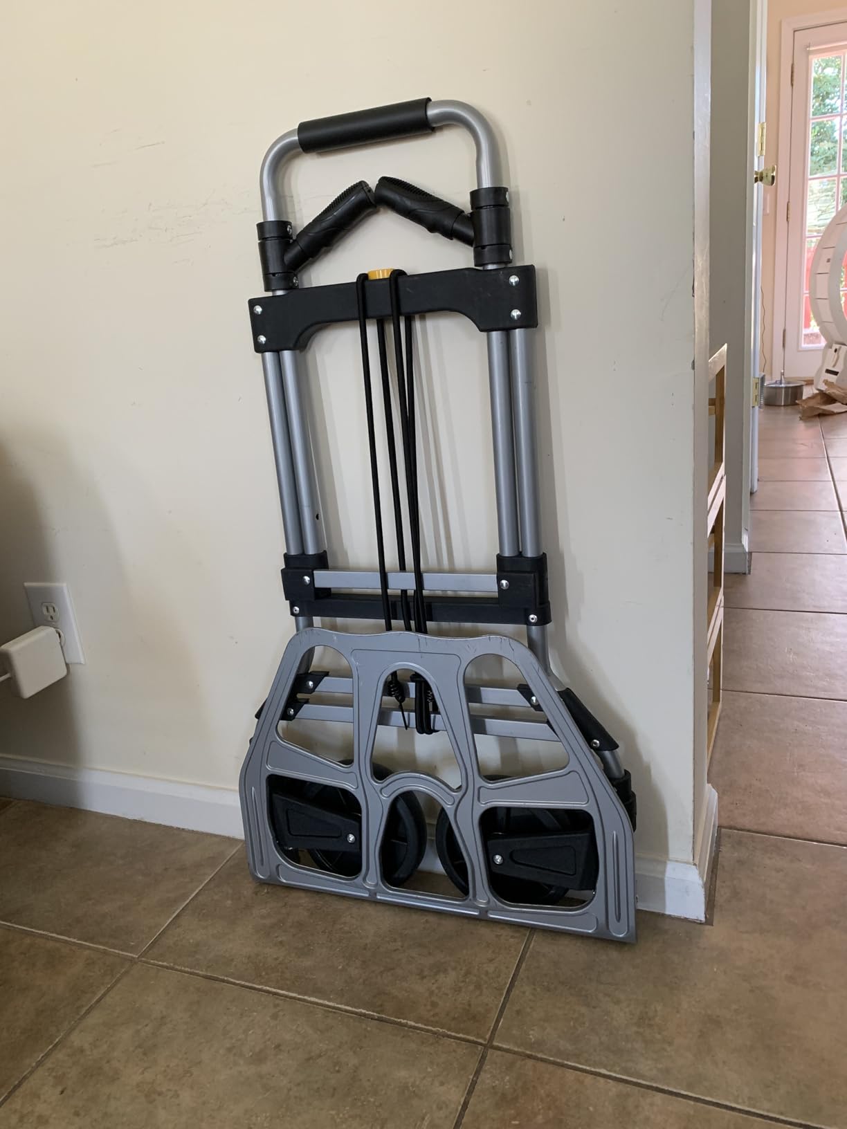 330 LB Capacity Folding Hand Truck Dolly Cart, Portable Aluminum Dolly Cart with Telescoping Handle and Rubber Wheels for Moving, Shopping, Travel, Office Use customer photo 1
