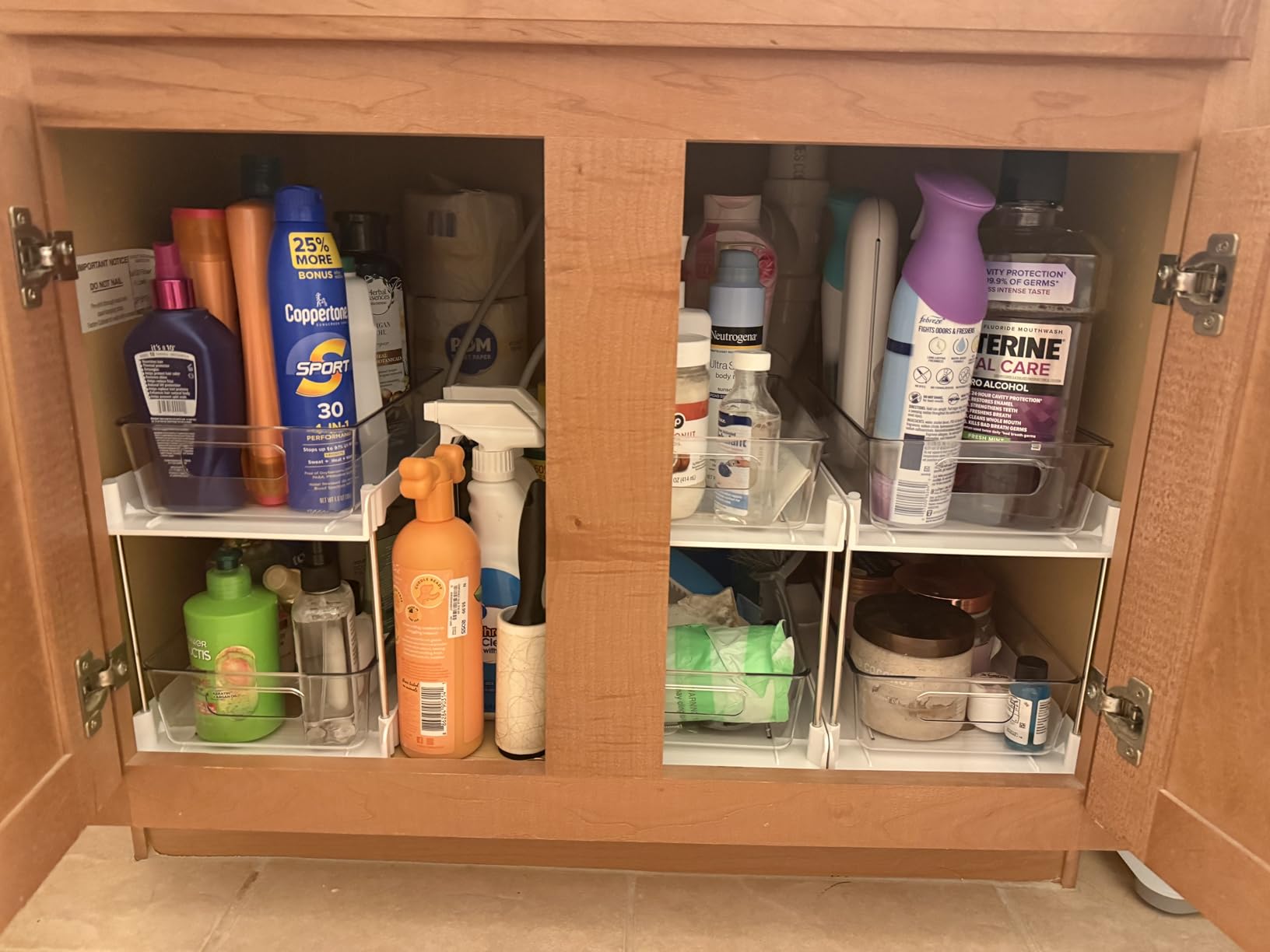 Vtopmart 4 Pack Pull Out Bathroom Under Sink Organizer (S-Standard) | Slide-out drawers, Multi-purpose storage, Clear visibility, Easy Set-up customer photo 1