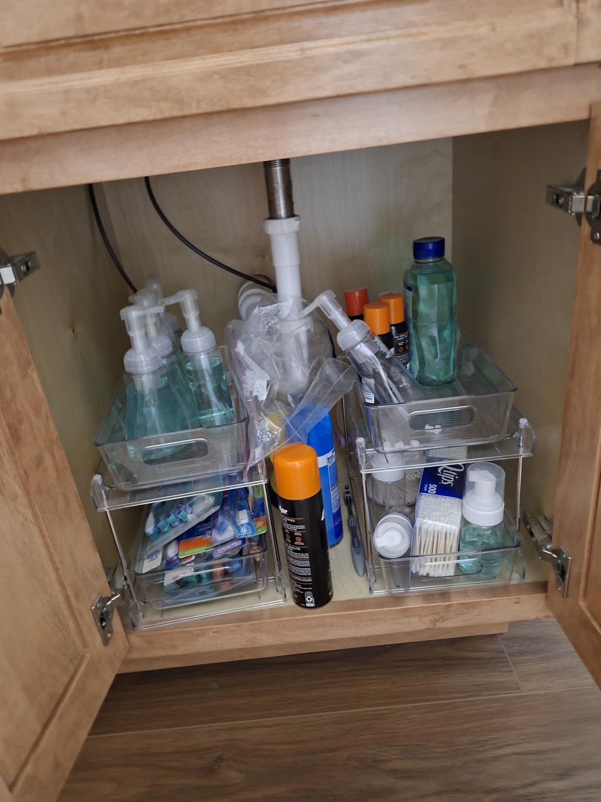 Vtopmart 4 Pack Pull Out Bathroom Under Sink Organizer (S-Standard) | Slide-out drawers, Multi-purpose storage, Clear visibility, Easy Set-up customer photo 2