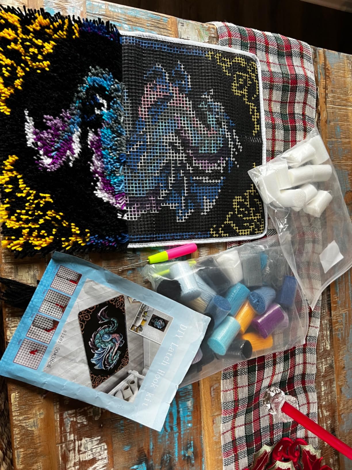 YOOTOM Dragon Latch Hook Rug Kits for Adult, DIY Rug Crochet Making Kits with Pre-Printed Canvas and Latch Hook Tool and Enough Yarn, 20x15in customer photo 1