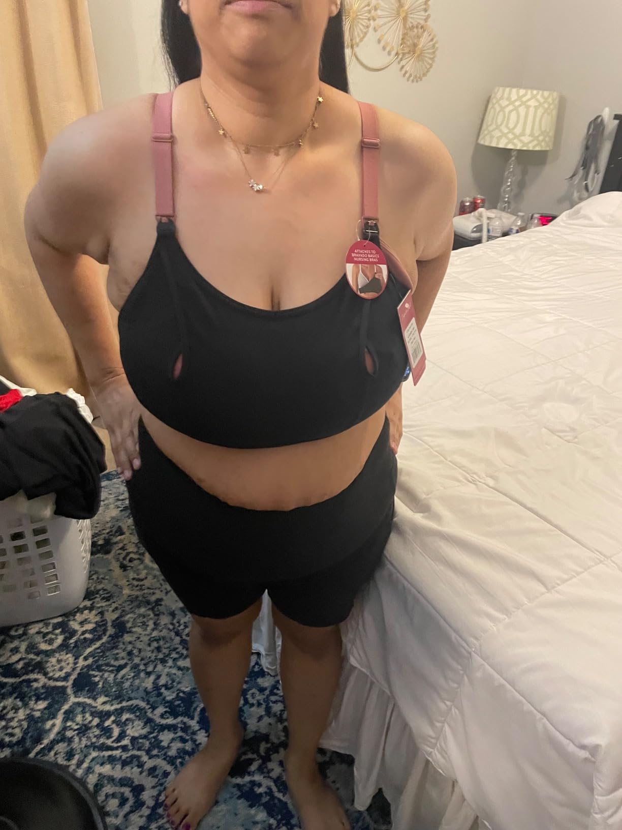 Basics by Bravado Hands Free Pumping Bra, Comfortable, Clip and Go Pumping, Nursing Bra Accessory, XS-XXL customer photo 2