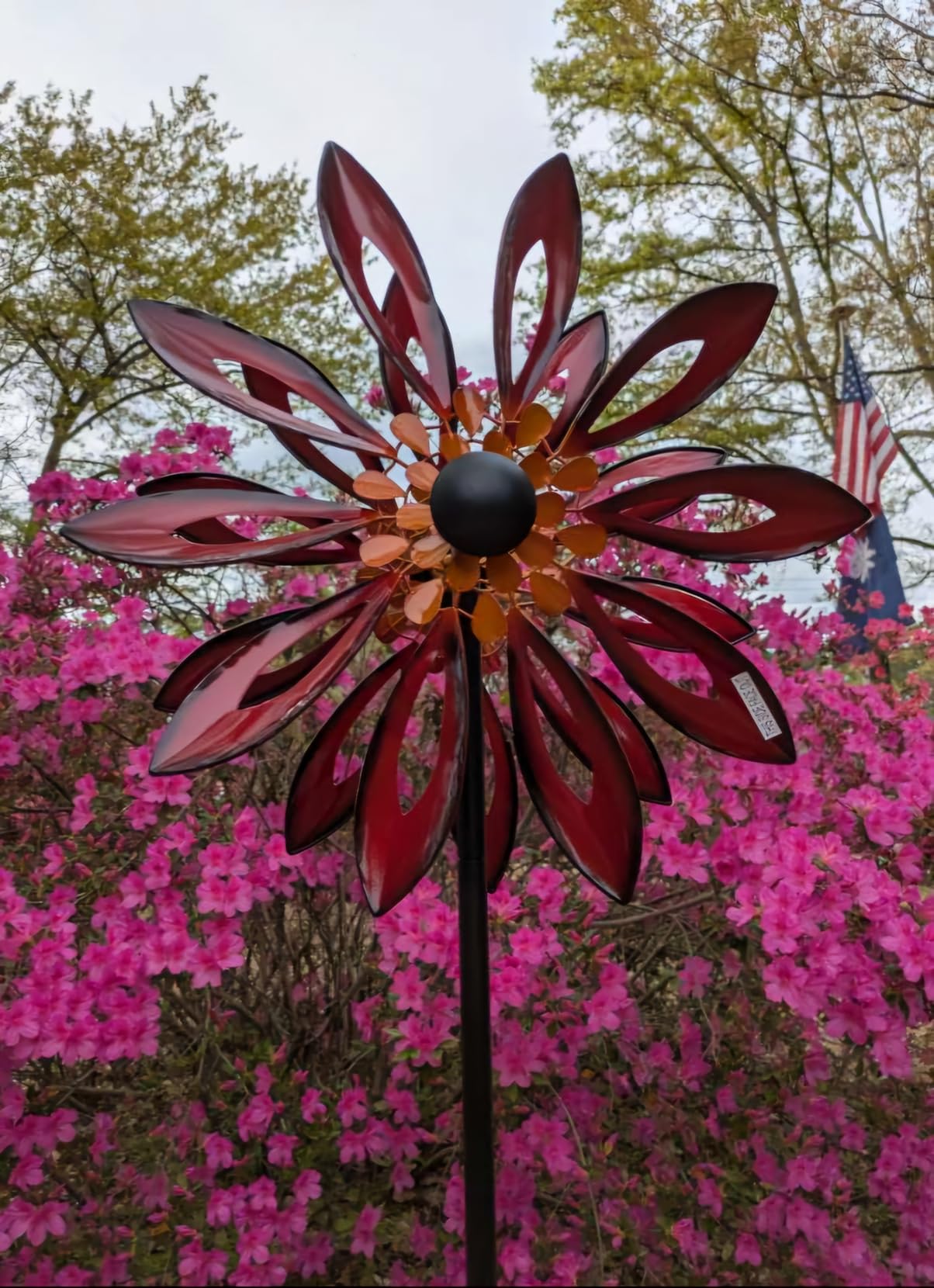 Yard Garden Wind Spinners - Large Wind Spinners Outdoor Metal, Kinetic Lawn Patio Wind Sculptures Windmill Decor (Copper Leaves, 23