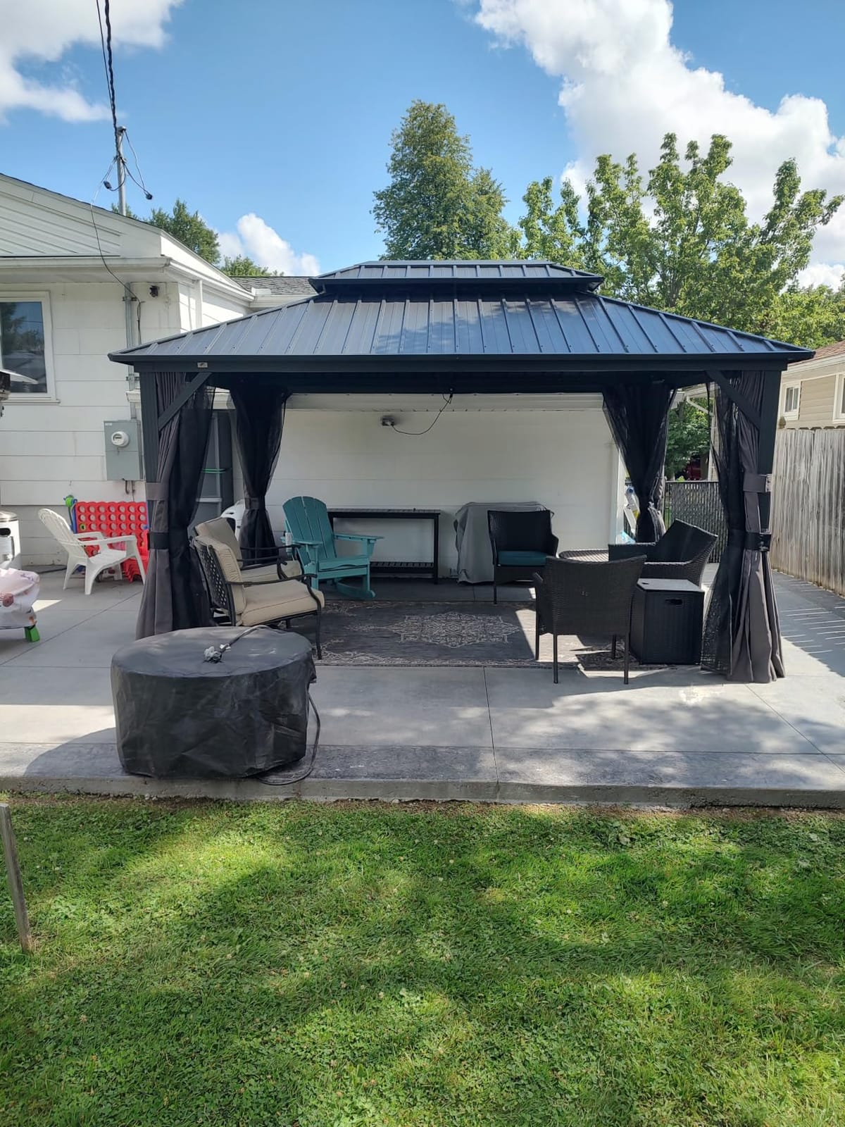 PURPLE LEAF 6' X 8' Hardtop Grill Gazebo for Patio Permanent Aluminum Barbeque Shelter Canopy with Ceiling Hook and Shelves Double Tiered Grey Outdoor BBQ Gazebo customer photo 2