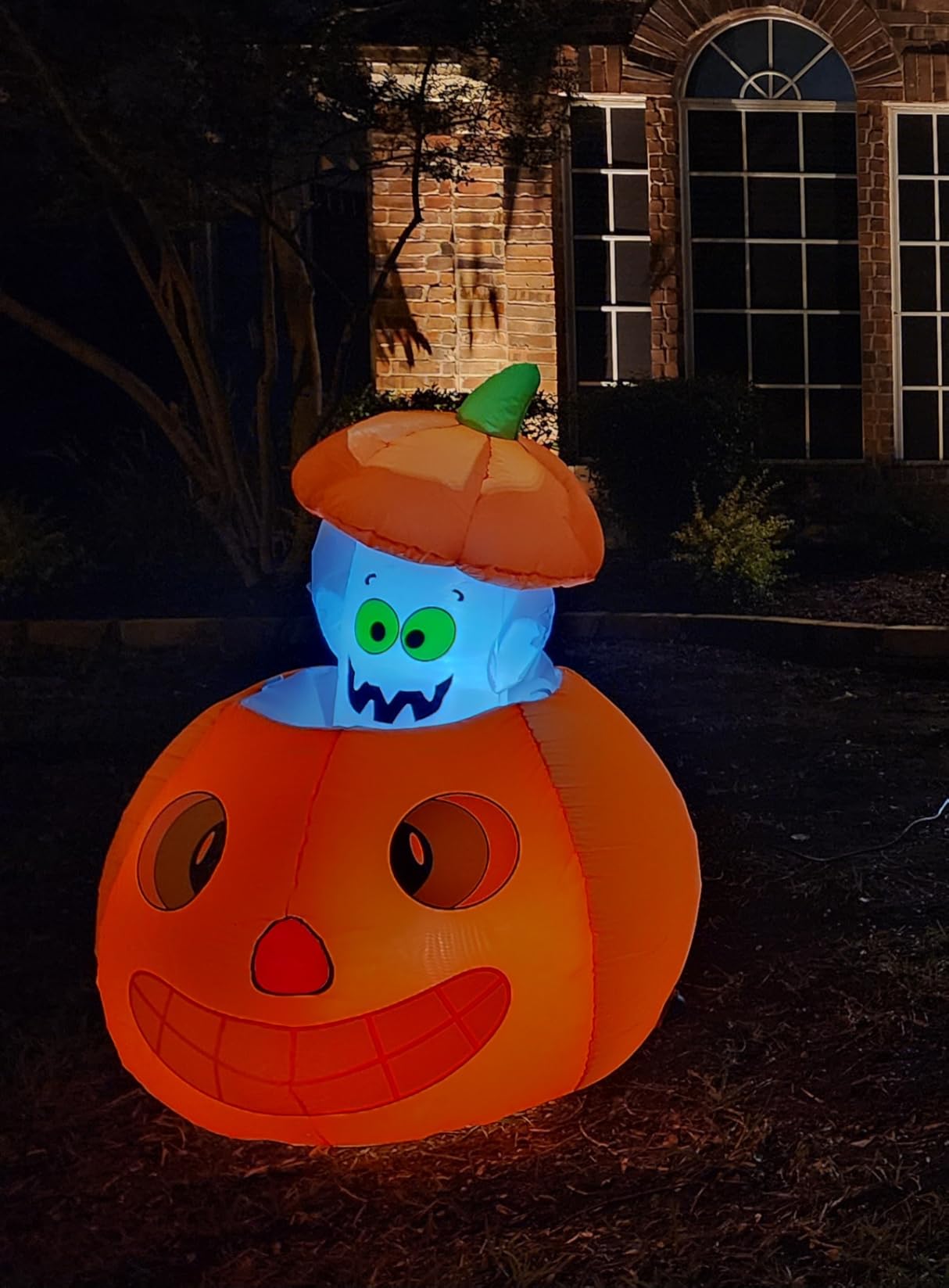 5 FT Halloween Inflatables Animated Pumpkin Ghost Outdoor Decorations Blow Up Yard with Built-in LEDs for Indoor Party Garden Lawn Decor customer photo 1