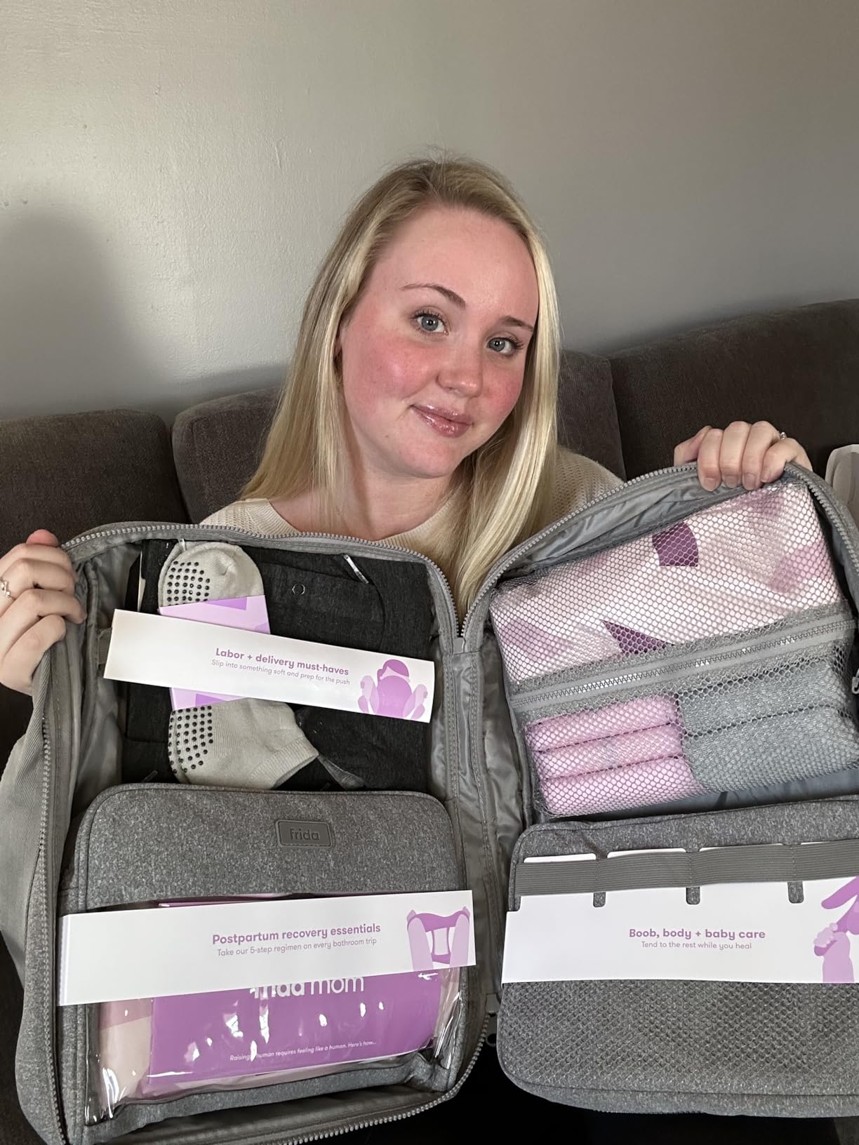 Frida Mom 30pc Pre-Packed Hospital & Diaper Bag Essentials Kit, Gift Set | Includes Labor, Postpartum & Newborn Grooming Kit in One, Removable Toiletry Bags & Strap customer photo 2