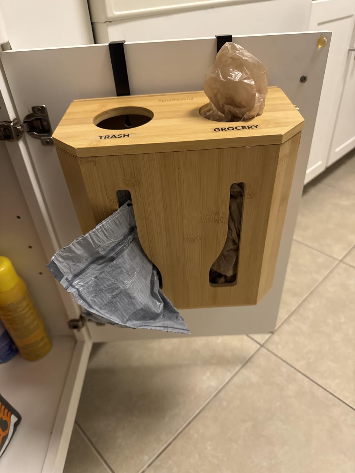 SpaceAid Bamboo 2 in 1 Garbage Bag Roll Holder & Dispenser, Under Sink Organizer for Kitchen Storage customer photo 1