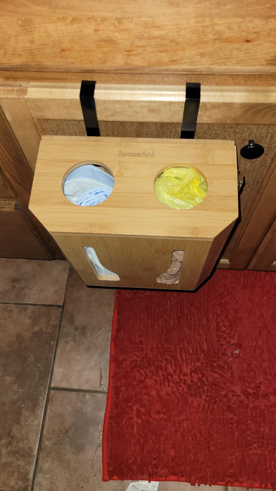 SpaceAid Bamboo 2 in 1 Garbage Bag Roll Holder & Dispenser, Under Sink Organizer for Kitchen Storage customer photo 2