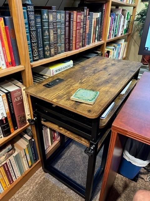 Tribesigns Small Portable Desk with Power Outlet, Height Adjustable Sofa Couch Bedside Laptop Table with Wheels, Mobile Standing Desk Rolling Computer Cart C Side Table with USB Ports customer photo 2