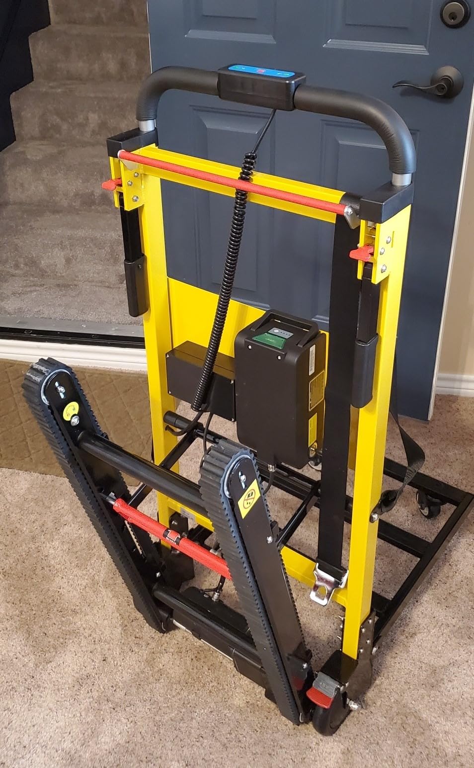 Electric Stair Climbing Dolly, Heavy Duty, Powered Stair Climber Dolly Cart with 6 Wheels Motor Powered for Furniture Logistics Warehouse, Yellow customer photo 2