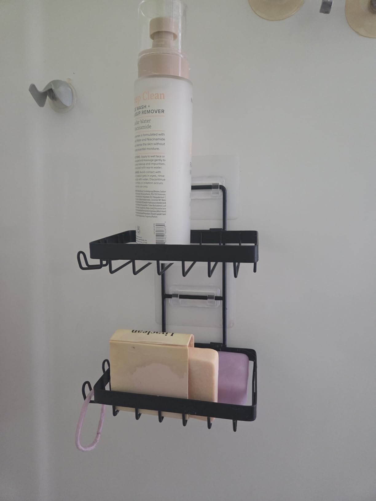 Moforoco Double Soap Bar Holder for Shower, No Drilling, 304 Stainless Steel, Wall Mounted Soap Holder with 4 Hooks and Razor Holder, Shower Rack Soap Tray Bar Soap for Bathroom Accessories Organizer customer photo 1
