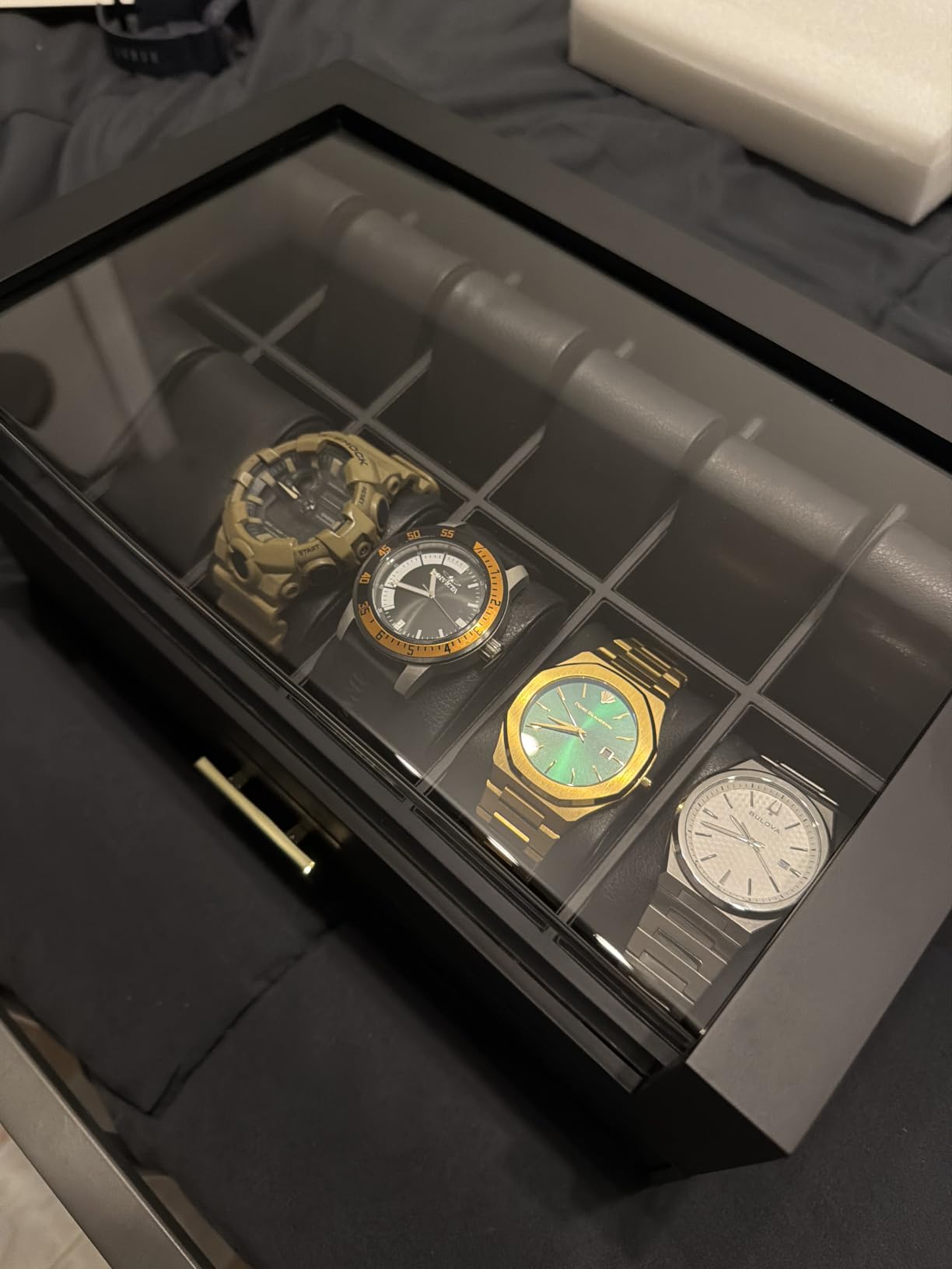 High End Watch Box for Men, 12 Slot Wooden Watch Case With Drawer, Watch Display Box with Glass Lid, 2-Layer Watch Holder for Jewelry and Watch Storage for Men Women customer photo 2