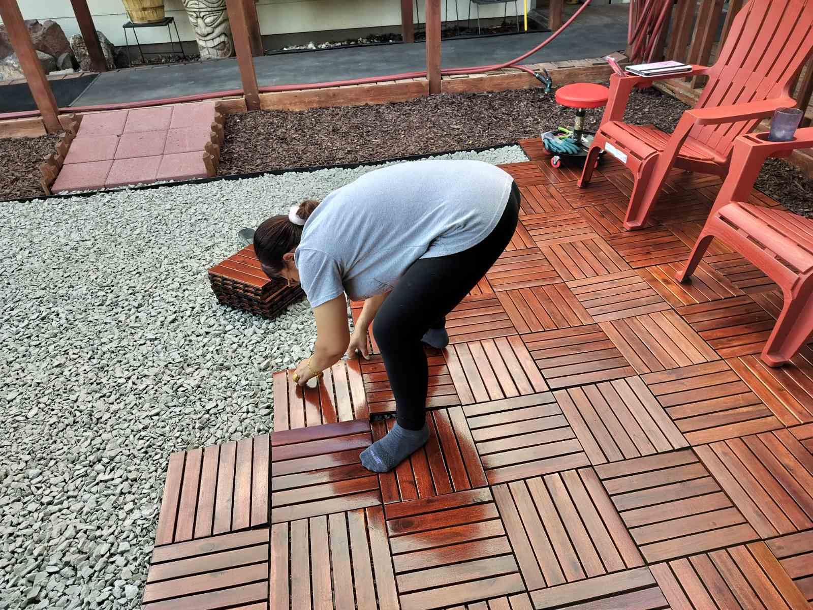 PrimeZone 54 PCS Solid Acacia Wood Interlocking Patio Deck Tiles, 12