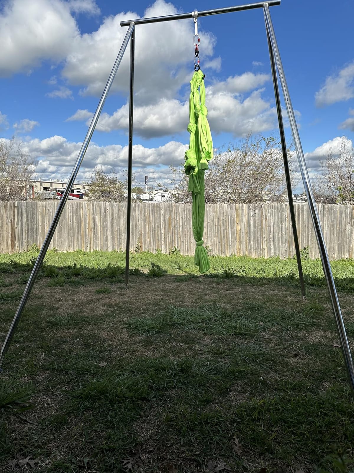 TECSPEC 9.6 FT Adjustable Height Aerial Yoga Frame & Hammock, Professional Swing Stand with 18 FT Aerial Silk, 550lbs Max Capacity customer photo 2