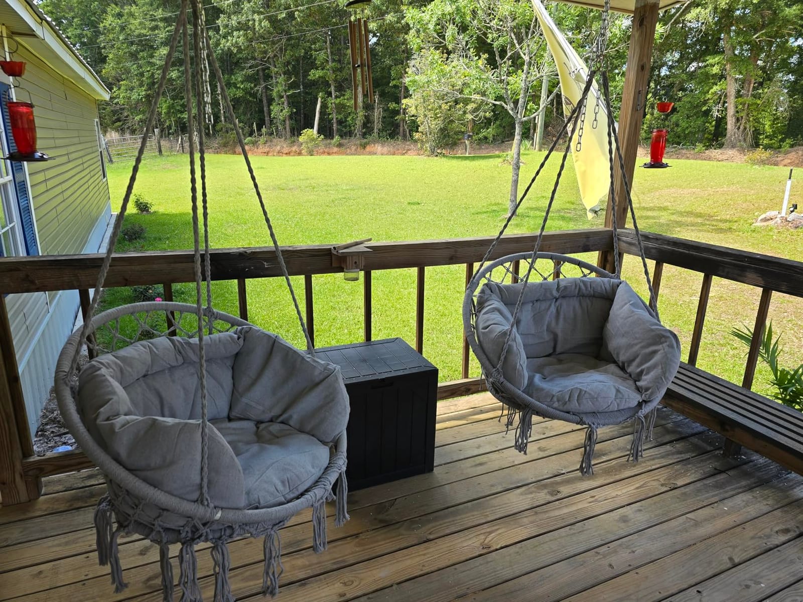Magshion 2-Person Macrame Hanging Hammock Swing Chair, Beige - Cotton Woven Rope, with 3 Cushions and Hardware Kit, 700 lbs Capacity for Indoor Outdoor Garden Bedroom customer photo 2