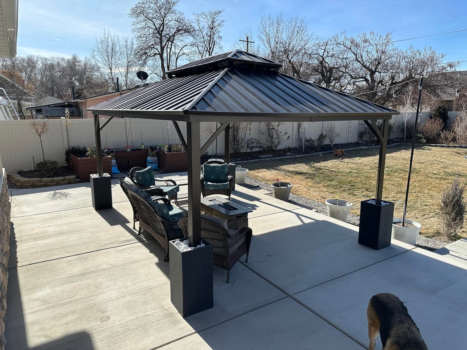 EROMMY 12' x 16' Hardtop Gazebo, Aluminum Frame Gazebos with Galvanized Steel Double Roof, Permanent Outdoor Metal Pavilion with Curtain and Netting for Patio, Lawn, Deck customer photo 2