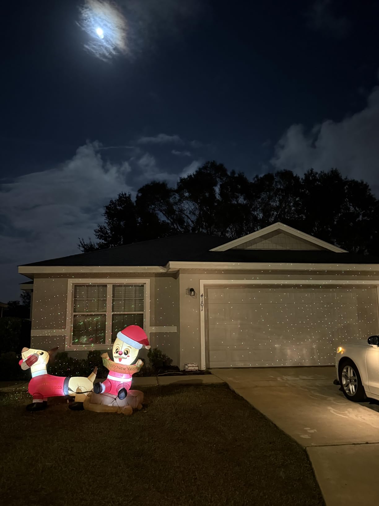 SUNFUCAN Laser Christmas Projector Lights Outdoor, Outdoor Garden Laser Light, Landscape Lights with Red and Green Stars, IP65 Waterproof customer photo 1