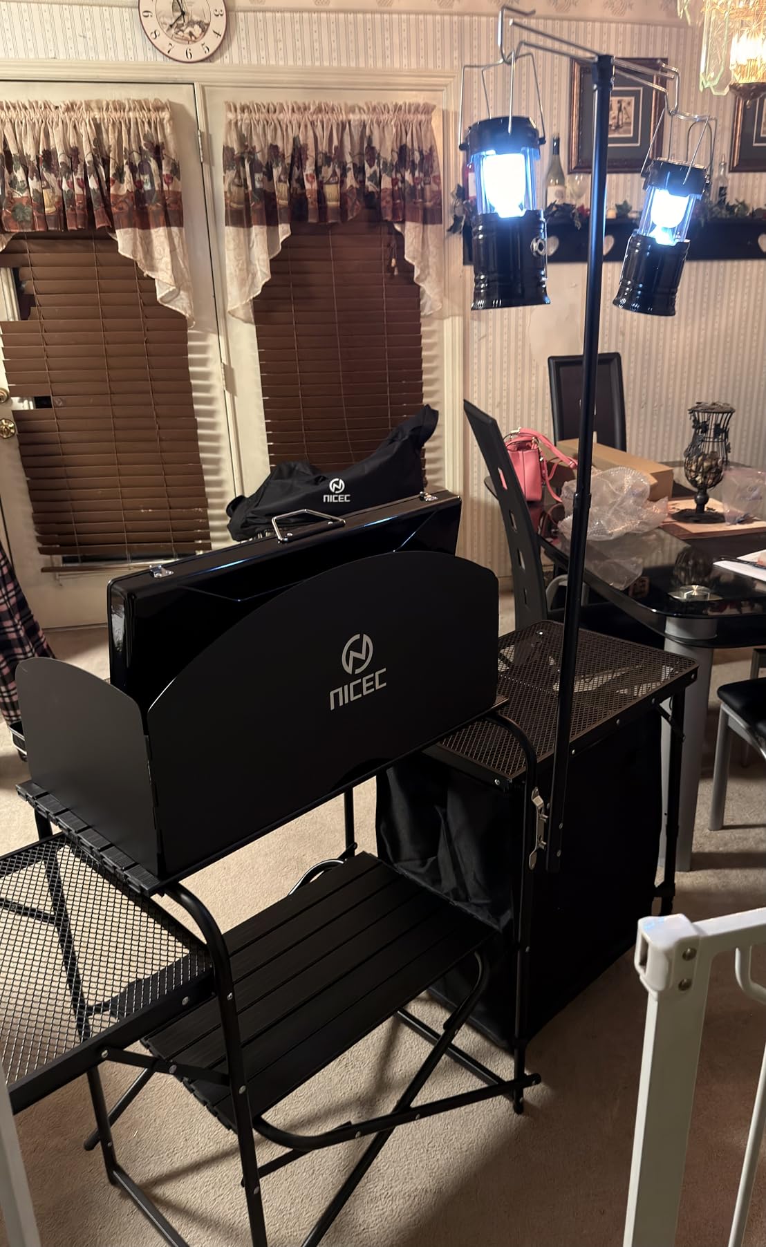 Nice C Camping Kitchen Table Station, Portable Folding Grill Table (Black) | Picnic Cook Table, Camping Organizer, Upgraded Light Stand, Windshield, Carry Bag, Outdoor, Beach, Picnic customer photo 2