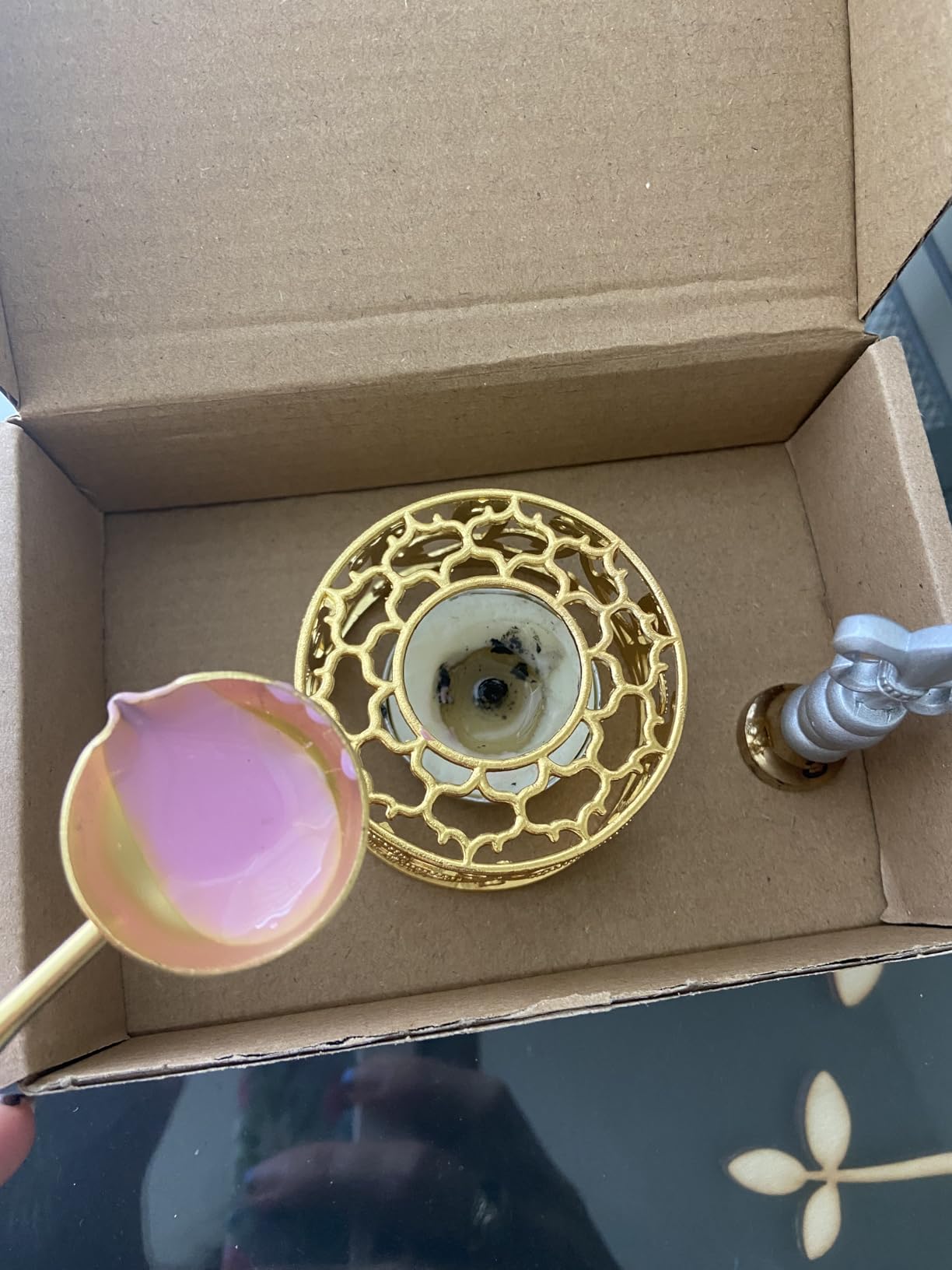 Metal Wax Seal Warmer Kit with Spoon and Stirring Stick, for Wedding Wax Envelope Seal Stamp (Rose Gold Bird's Nest Stove) customer photo 1