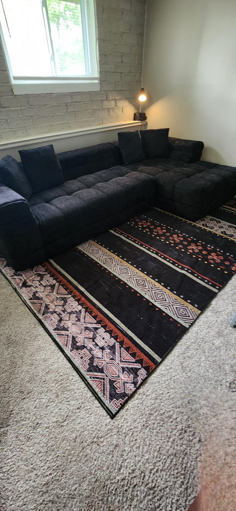 8x10 Washable Area Rugs for Living Room Boho Bedroom Rug Black/Brown | Vacuum Friendly, Machine Washable, Non-Slip Rug, Stain Resistant, Moroccan Geometric, Low Pile Carpet, Dining Room Kitchen customer photo 1
