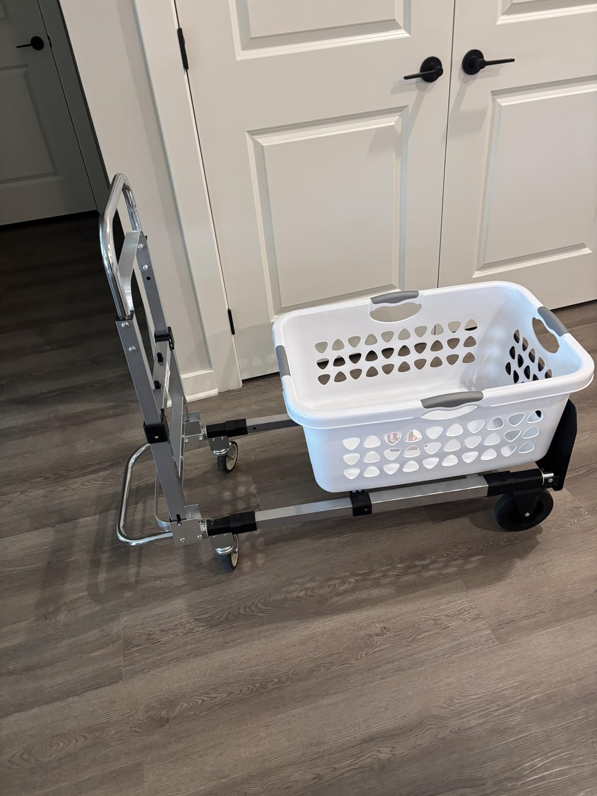 Suzhi Convertible Hand Truck Dolly Cart with Wheels Heavy Duty / with 4 Wheels & Brakes / 1000Lbs Load, 2 Straps for Furniture/Appliance/Carton/Warehouse/Office / 10 Minutes to Install as Video customer photo 2