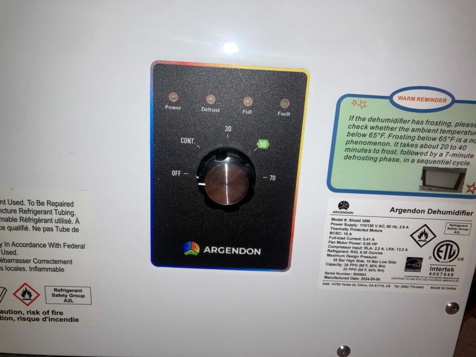 ARGENDON Dehumidifier for Crawlspace and Commercial 5-Year Limited Warranty | 70 PPD Dehumidifier for Water Damage Storage Up to 1000 Sq Ft, Drain Hose, Compact, Low Noise, Auto Defrost, Shield 35M customer photo 1