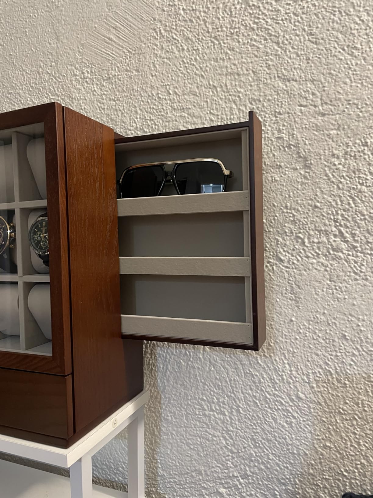 SONGMICS Watch Box 12-Slot Watch Display Case with Window | Solid Wood Veneer, Velvet Lining, Vertical Storage, Space Saving, Gift Idea, Coffee Brown, UJOW014K01 customer photo 2