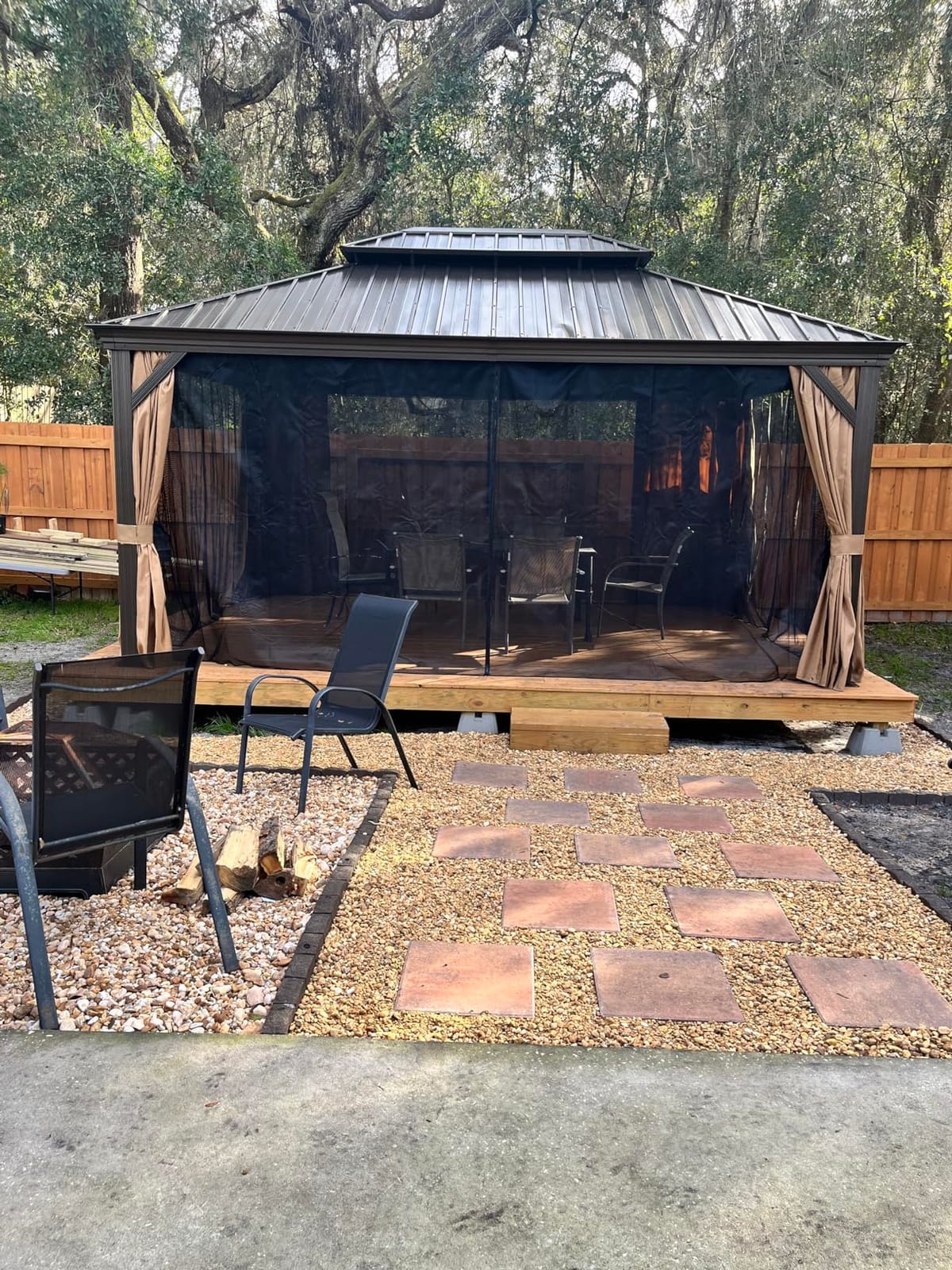 Aoxun 12' x 16' Permanent Hardtop Gazebo with Galvanized Steel Double Roof and Aluminum Frames Outdoor Large Pavilion Gazebo for Patio Deck Garden, Nettings and Curtains Included, Gray customer photo 1