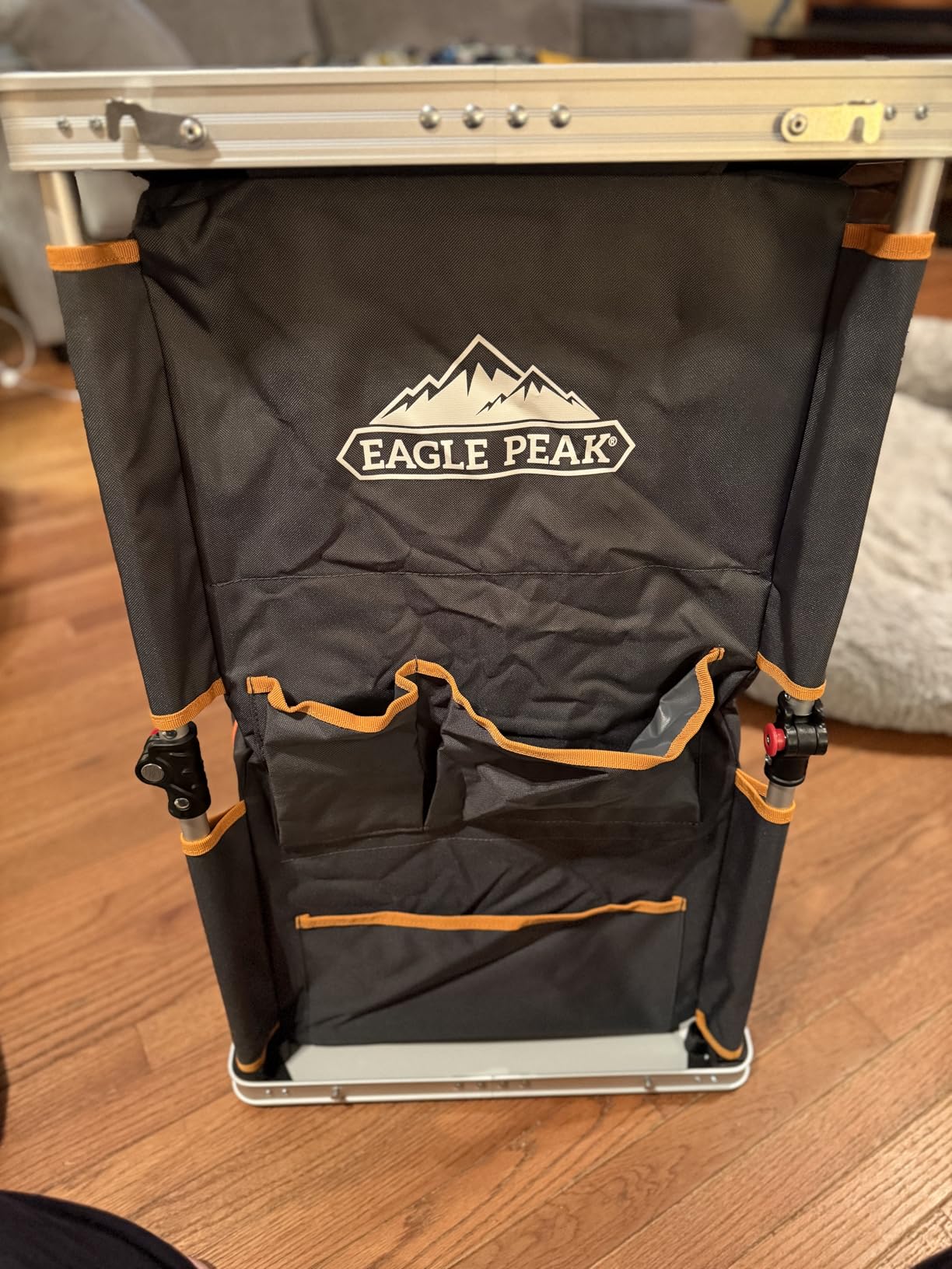 EAGLE PEAK Double Folding Camping Table with Storage Organizer and Side Pockets, Portable Outdoor Portable Camping Table for BBQ, Picnic and Tailgating, Carry Bag Included, Black customer photo 2