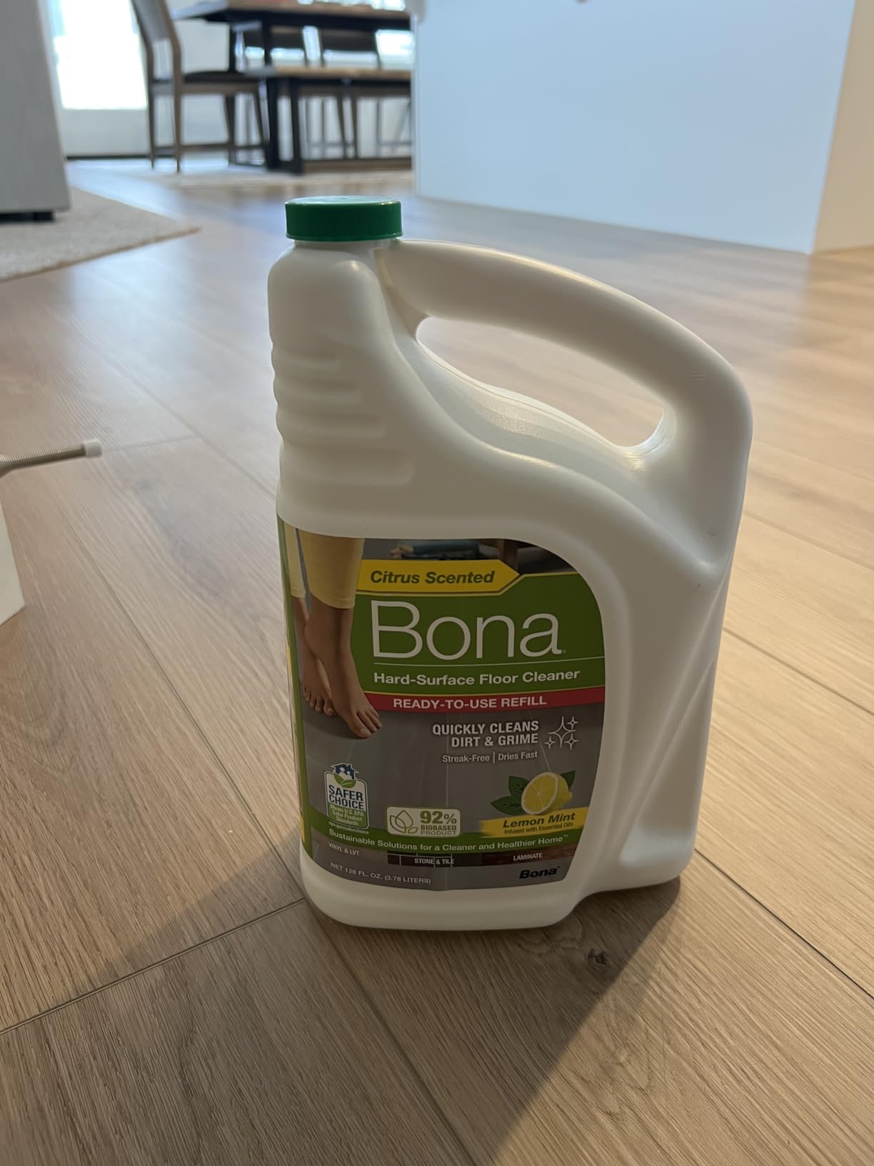 Bona Multi-Surface Floor Cleaner Refill - 128 fl oz - Lemon Mint | Residue-Free Floor Cleaning Solution Refill for Spray Mop and Spray Bottles - Use on Stone, Tile, Laminate, and Vinyl Floors customer photo 1