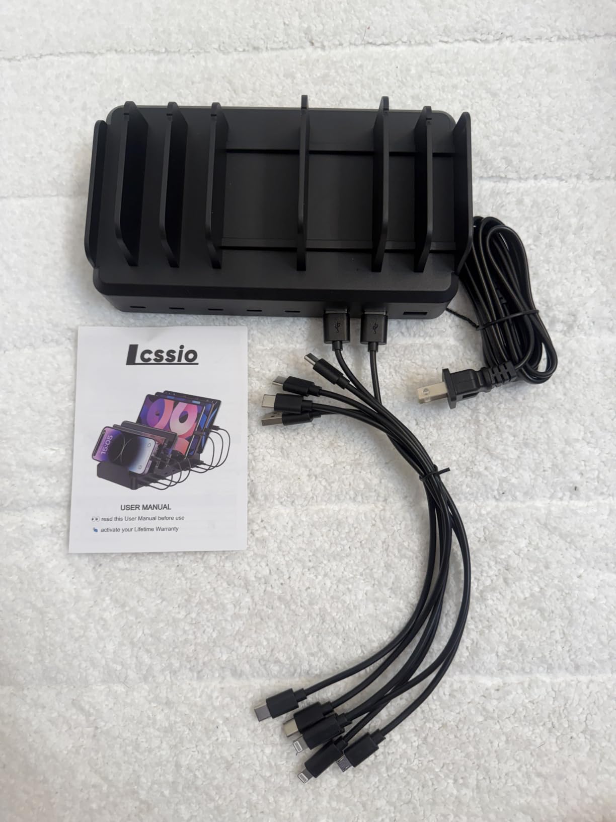 300W Charging Station for Multiple Devices, 8 Port Multi USB C Fast Charger Station Dock for MacBook iPhone 17/16/15/14/13/12 Samsung Pixel Series iPad, Black (6 Mixed Short Cables Included) customer photo 1