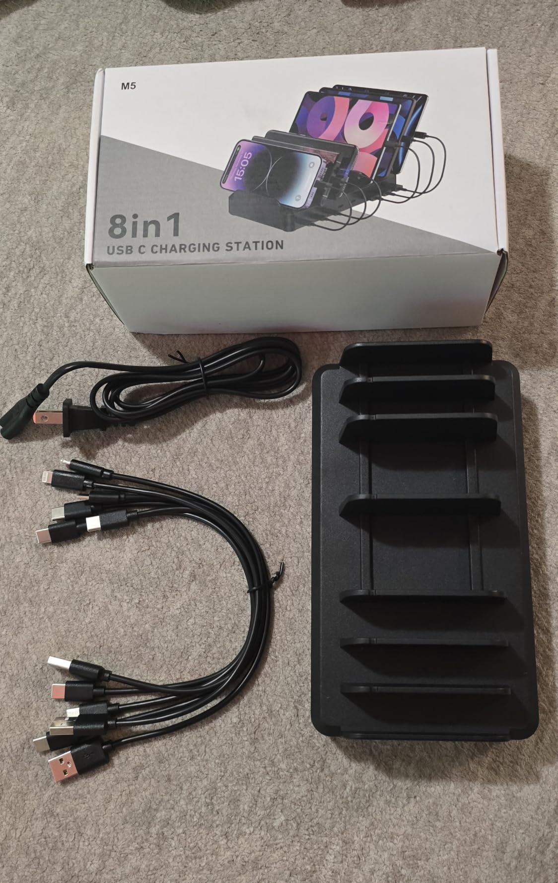300W Charging Station for Multiple Devices, 8 Port Multi USB C Fast Charger Station Dock for MacBook iPhone 17/16/15/14/13/12 Samsung Pixel Series iPad, Black (6 Mixed Short Cables Included) customer photo 2