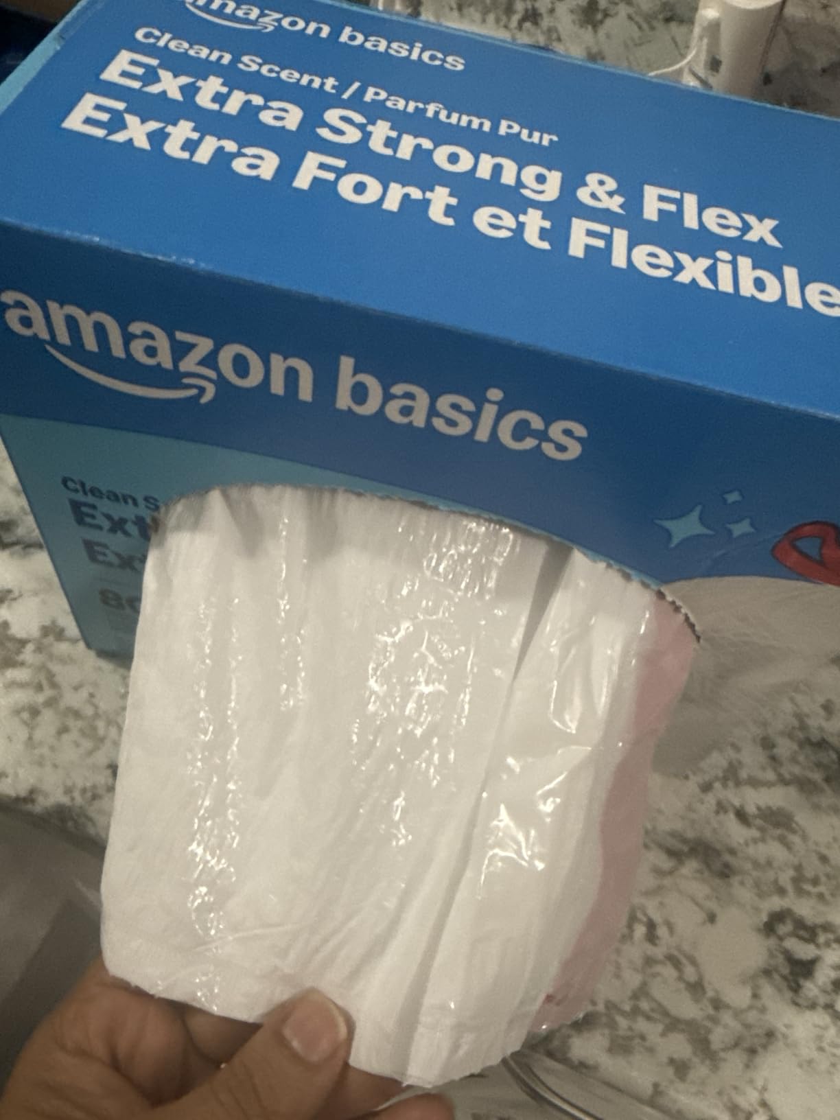 Amazon Basics Ultra-Force Tall Kitchen Drawstring Trash Bags, Classic Clean Scented, 13 Gallon, 80 Count, Pack of 1, Packaging May Vary customer photo 1