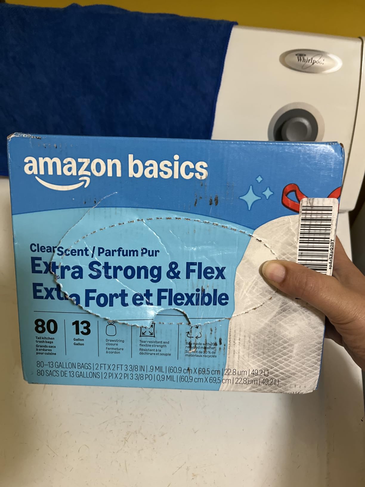 Amazon Basics Ultra-Force Tall Kitchen Drawstring Trash Bags, Classic Clean Scented, 13 Gallon, 80 Count, Pack of 1, Packaging May Vary customer photo 2