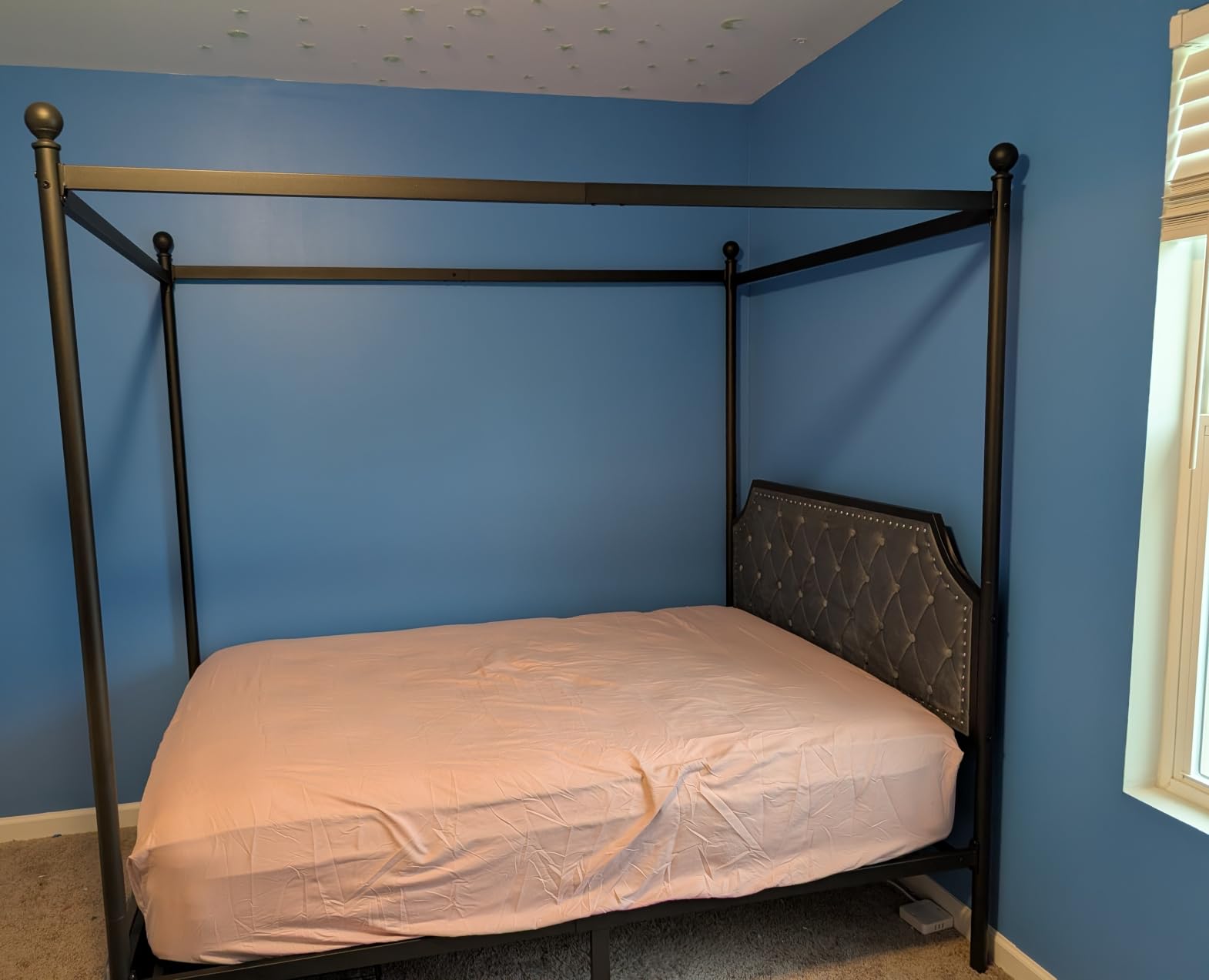 Keyluv Queen Upholstered Canopy Bed Frame customer photo 1