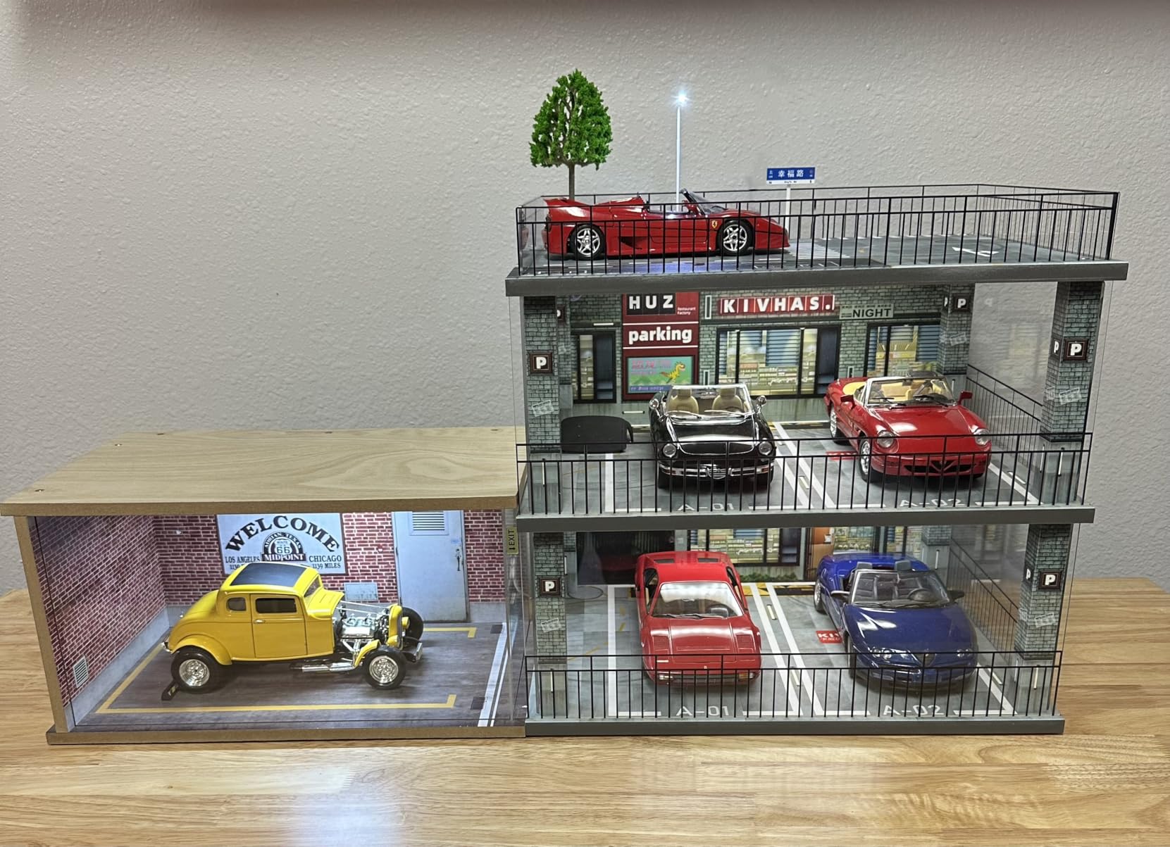 kivcmds 1:18 Scale Diecast Model Car Display Case Cabinet with USB Lights and Dust Cover, Diorama Garage Parking for Alloy Sport Cars and Lego Model Cars Collectibles customer photo 2