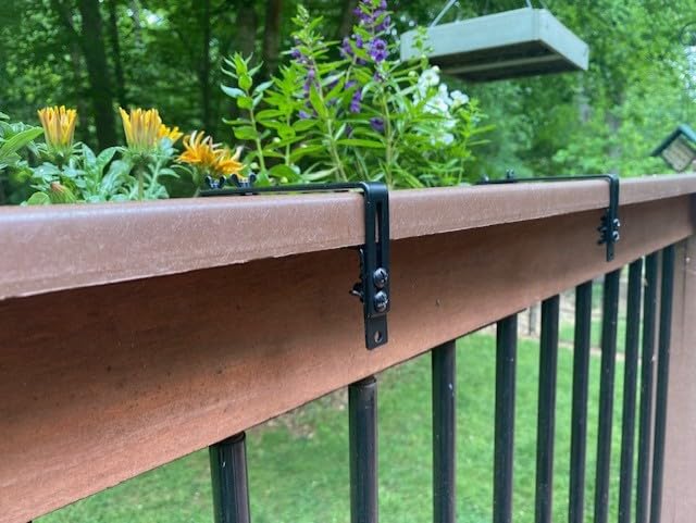 4 Pack 24 Inch Window Boxes Planters for Outdoor Plants Railing Planter Box with Adjustable Brackets for Windowsill Porch Fence Patio Hanging Flower Coco Baskets for Outside Decoration - Black customer photo 2