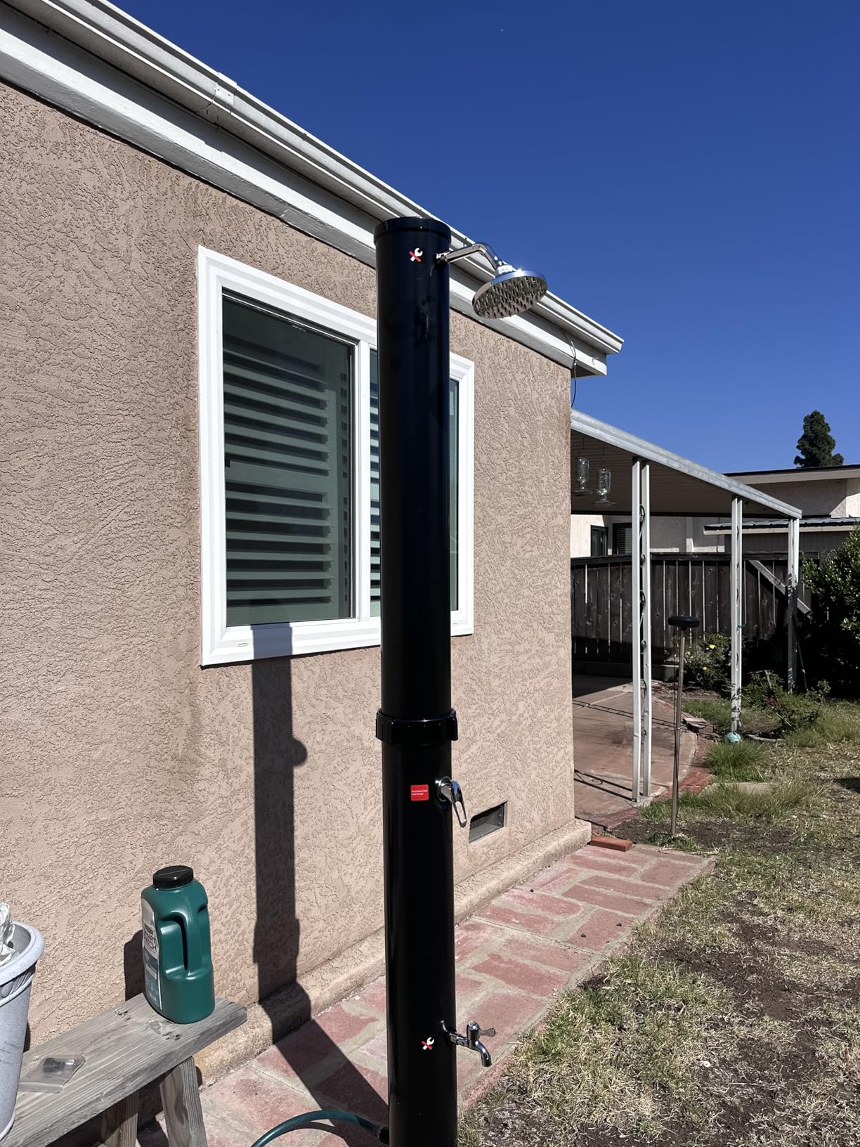 Goplus 10 Gallon Solar Heated Outdoor Shower, 7.2 FT Freestanding Outside Shower with Rotating Shower Head, Temperature Adjustment & Foot Shower, for Backyard Beach Pool Spa (Black) customer photo 1
