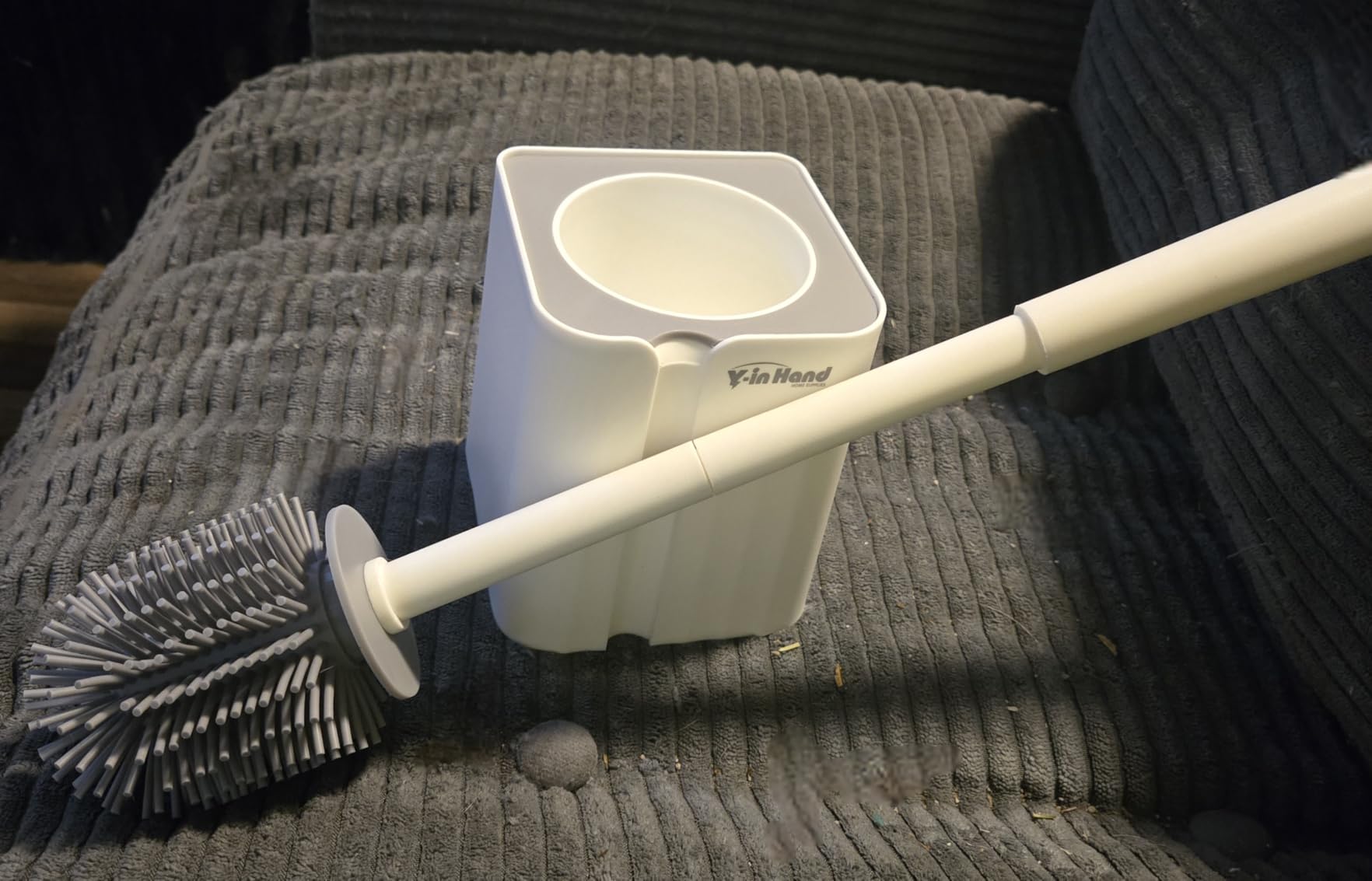 Toilet Brush and Holder Set, Silicone Toilet Bowl Brush, Bathroom Accessories, Durable Toilet Scrubber Bristles, Compact Size for RV, Wall Mountable, Drip-Proof, Deep Cleaning. (White) customer photo 1