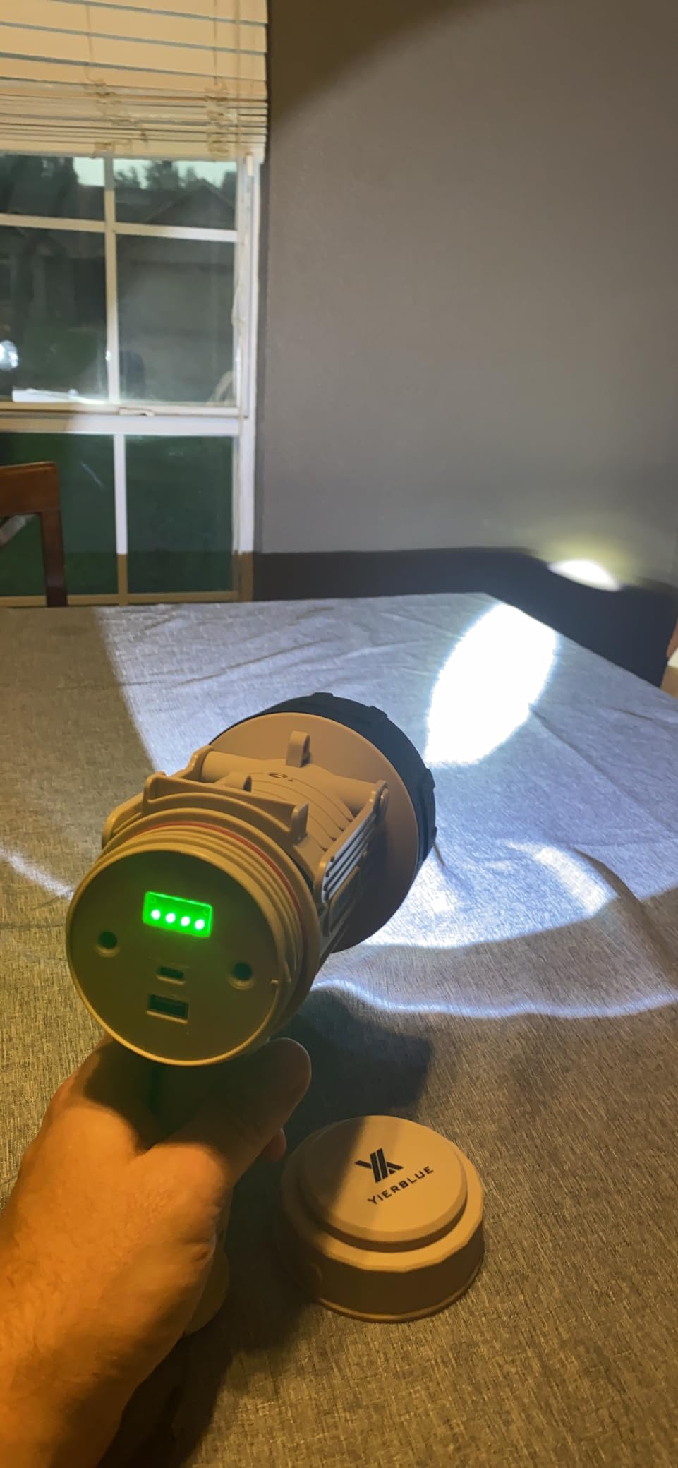YIERBLUE Rechargeable Spotlight Flashlight with 2000000 High Lumen LED, IP67 Waterproof Long Running Spot Light Searchlight, Impact Resistant Handheld Spotlight with Foldable Stand and Red Lens customer photo 2