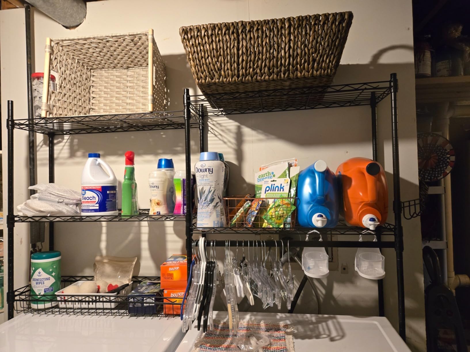 Golpart Laundry Organizer Shelves Over the Washer and Dryer Storage Shelf, Heavy Duty Laundry Room Organization Clothes Drying Rack Adjustable Height Wire Shelving and Wire Basket with Hanger Rod customer photo 2