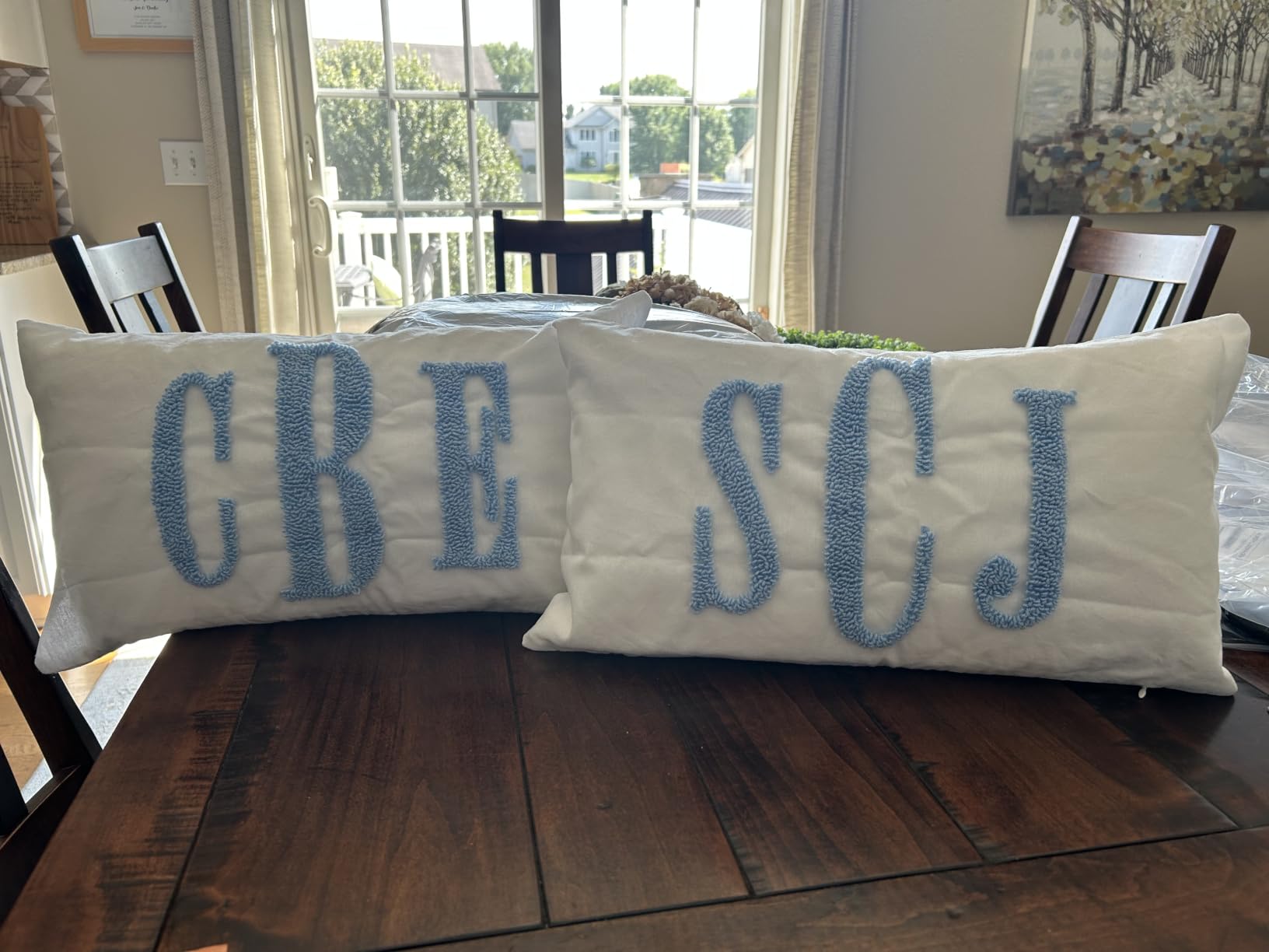 Monogram Custom Punch Needle Pillow, Embroidery Gift for Couple, Initial Wedding Monogram, New Home Housewarming Gift, Home Decorations Gift customer photo 2