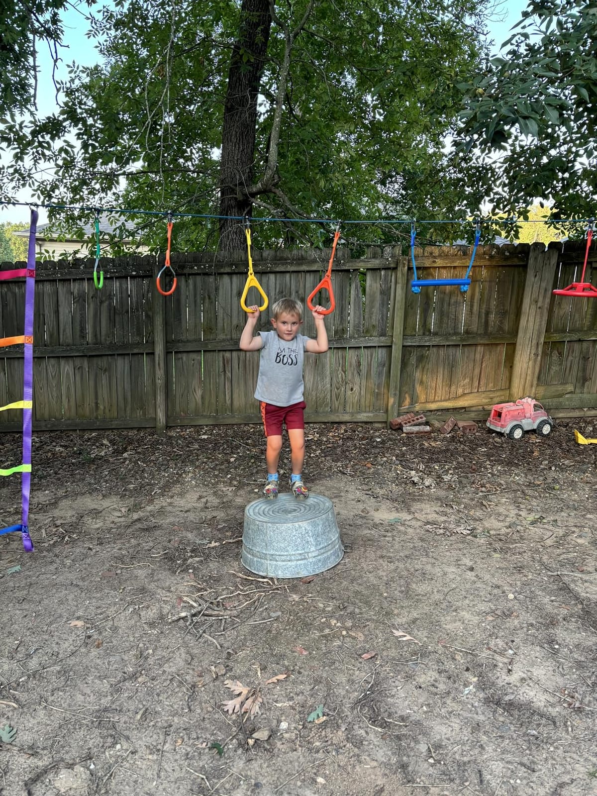 Hapfan 50 ft Ninja Warrior Obstacle Course Swing Set for Kids Outside | Includes 32