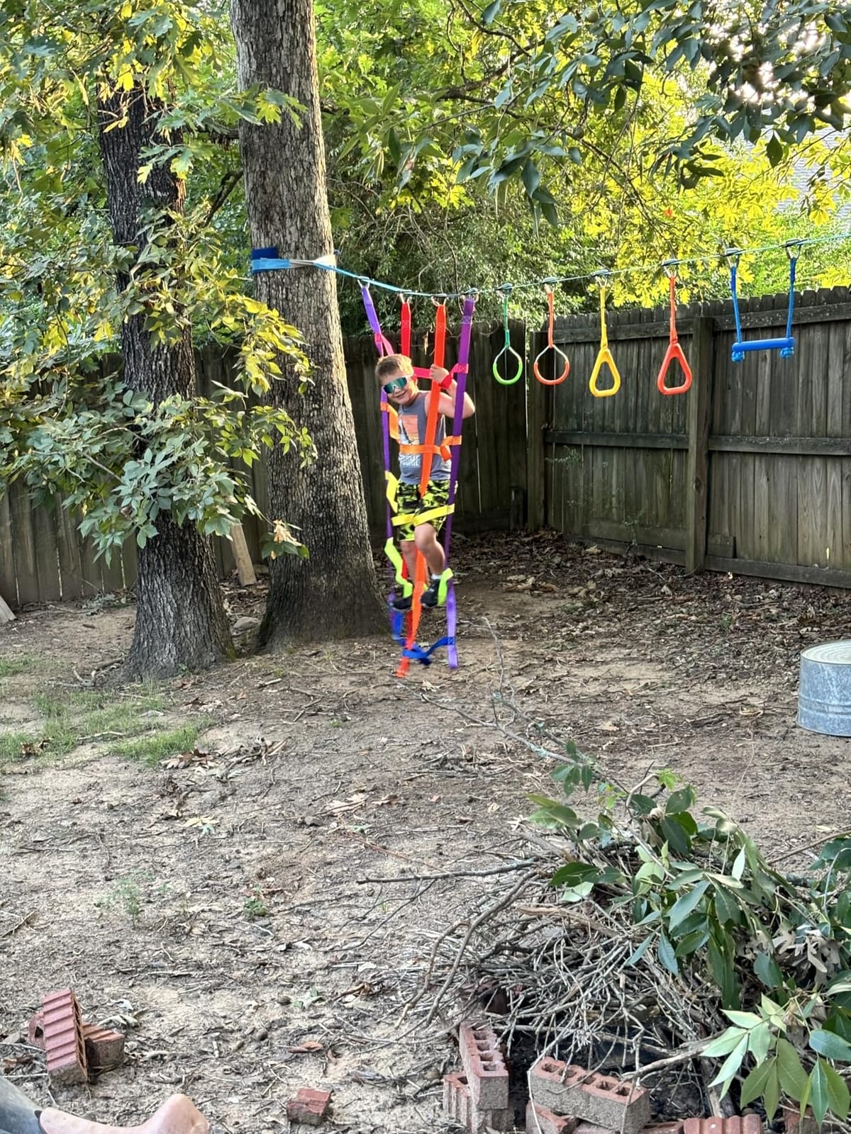 Hapfan 50 ft Ninja Warrior Obstacle Course Swing Set for Kids Outside | Includes 32
