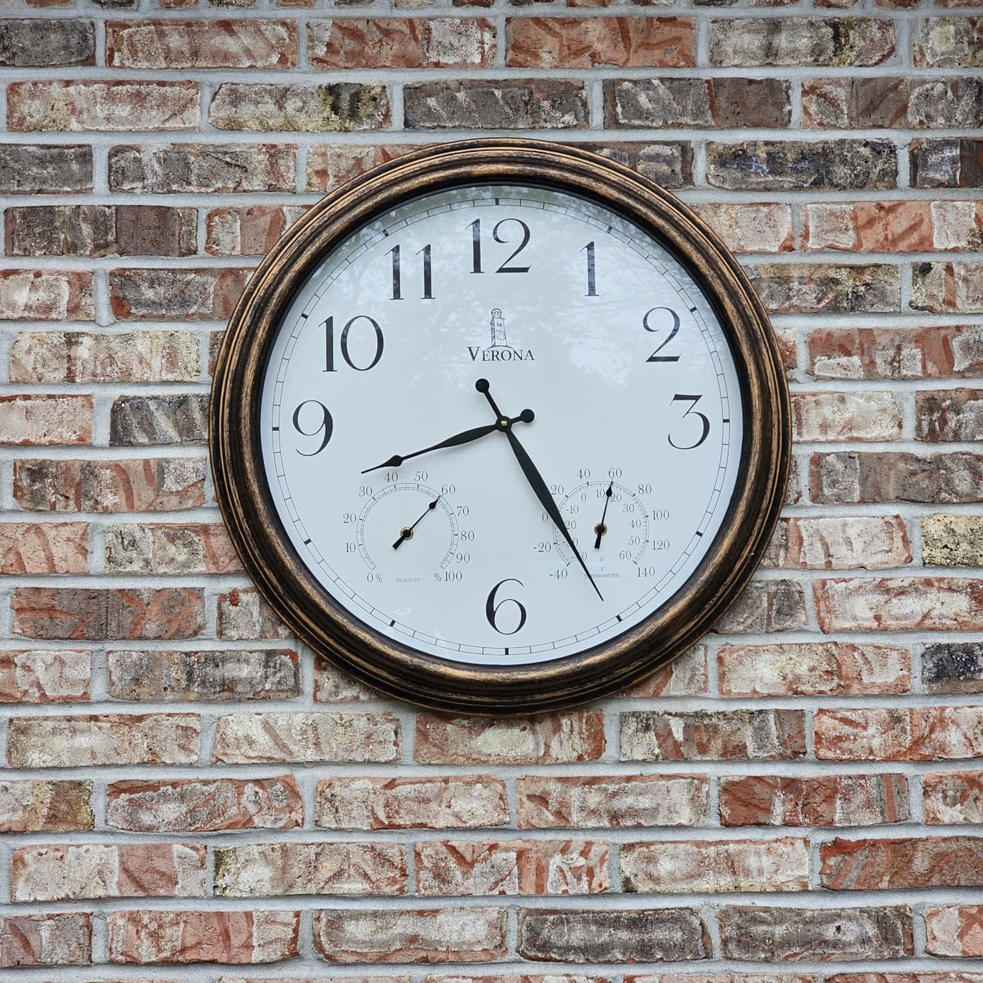 Large Outdoor Clocks for Patio Waterproof with Thermometer Combo, 18 Inch | Weatherproof Bronze Indoor Outdoor Wall Clock, Temperature and Humidity, Accurate, Easy to Read for Pool, Garden, Home Decor customer photo 2